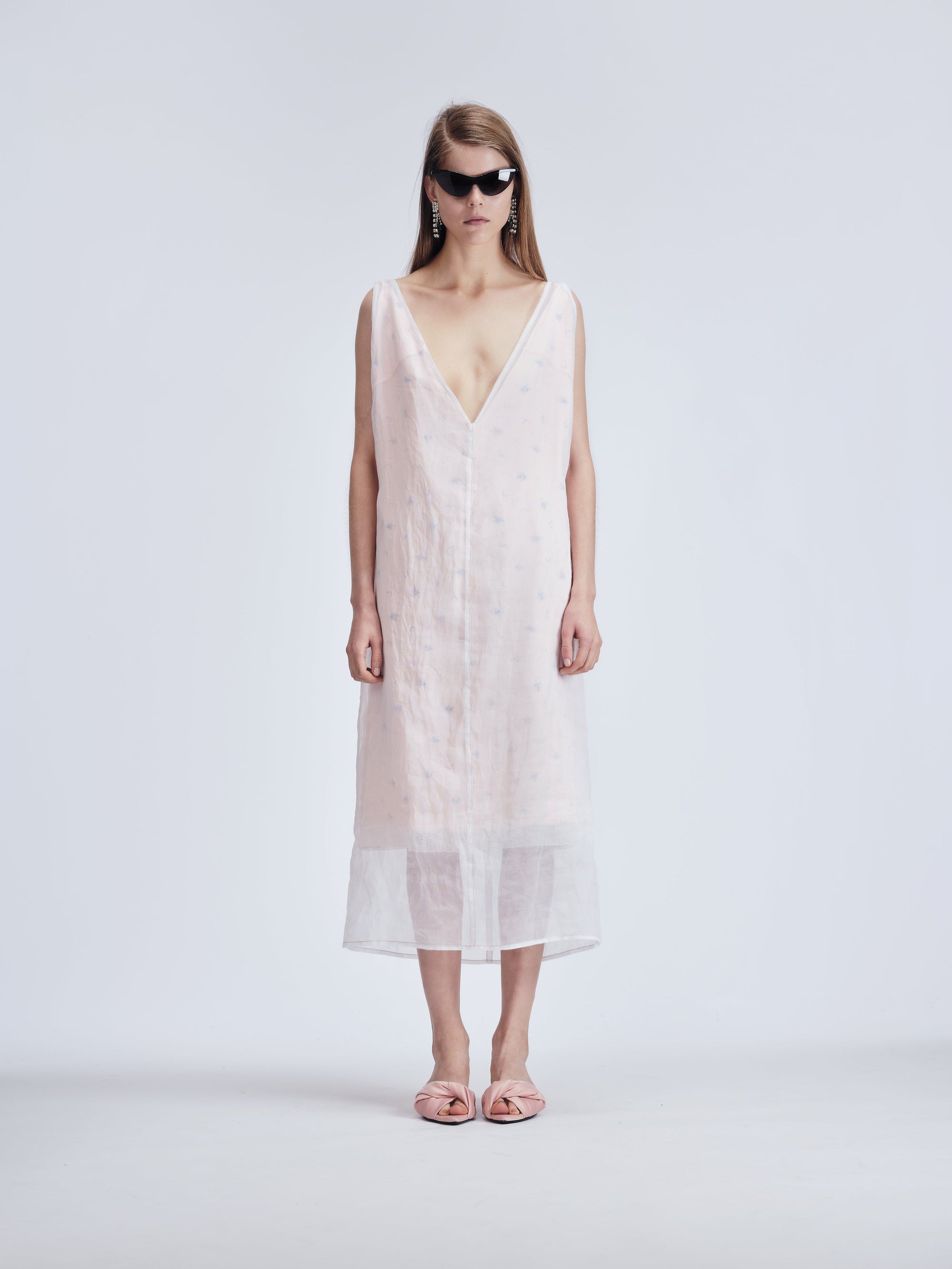Floral lined dress in organdie