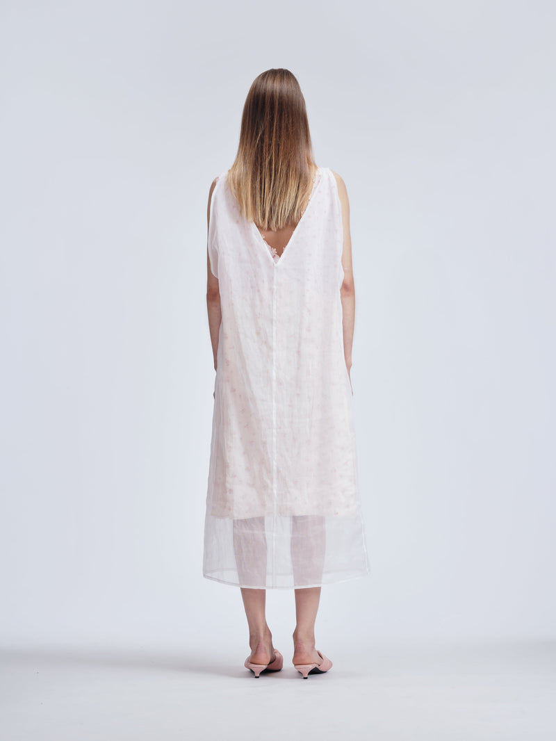 Floral lined dress in organdie