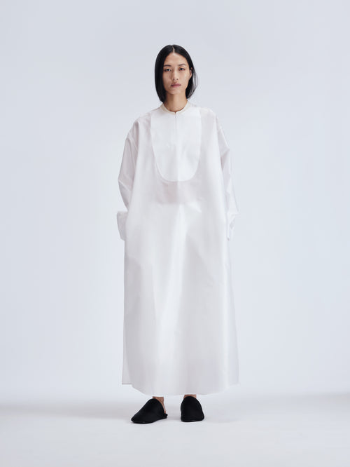 Tuxedo shirt dress in sheer taffetas