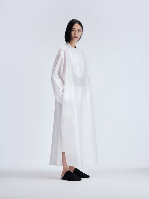 Tuxedo shirt dress in sheer taffetas