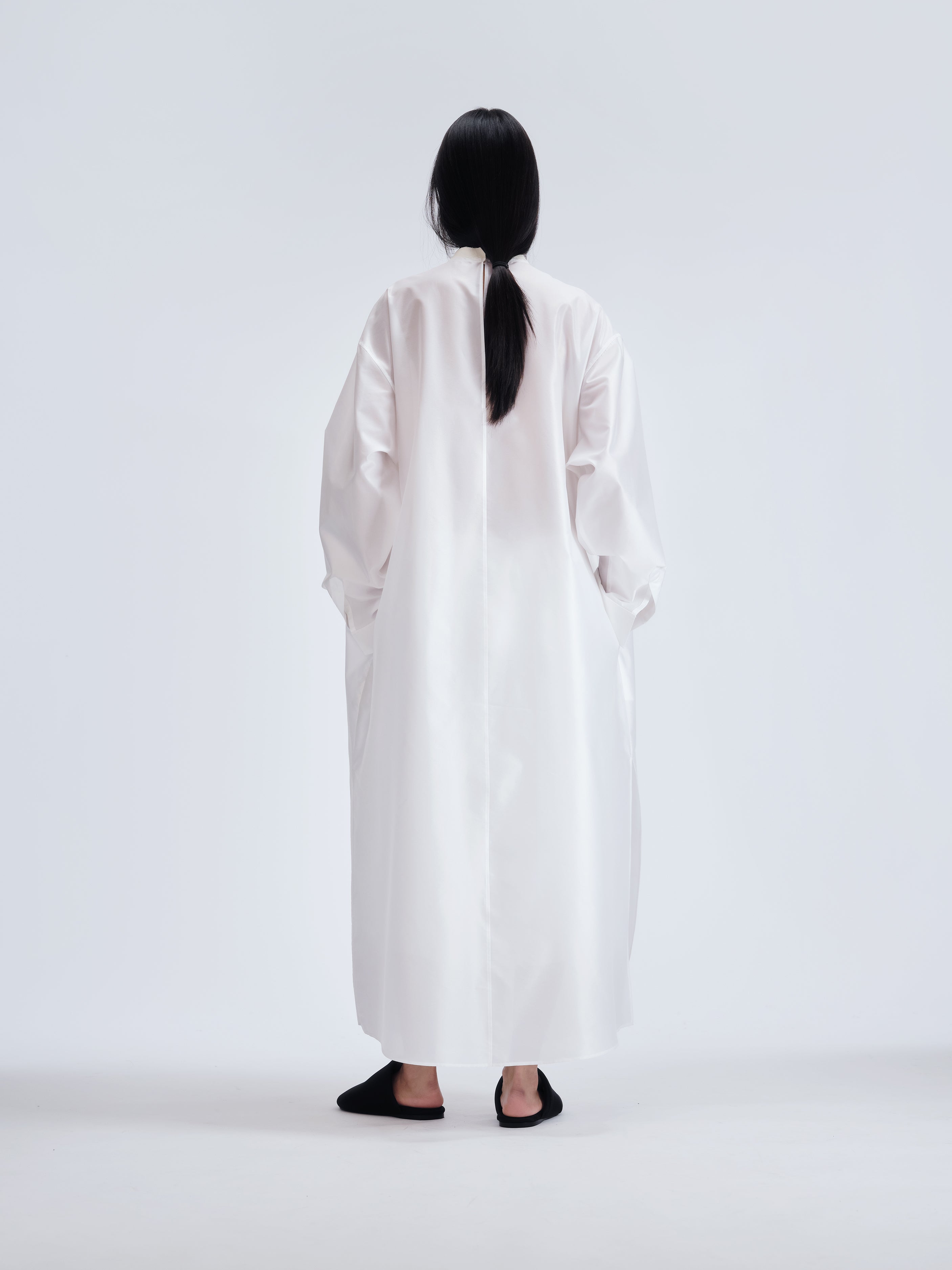 Tuxedo shirt dress in sheer taffeta