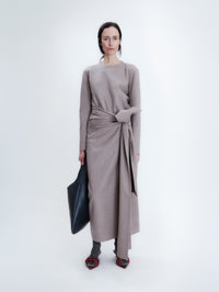 Long sleeve shift top in light double face wool