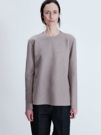 Long sleeve shift top in light double face wool