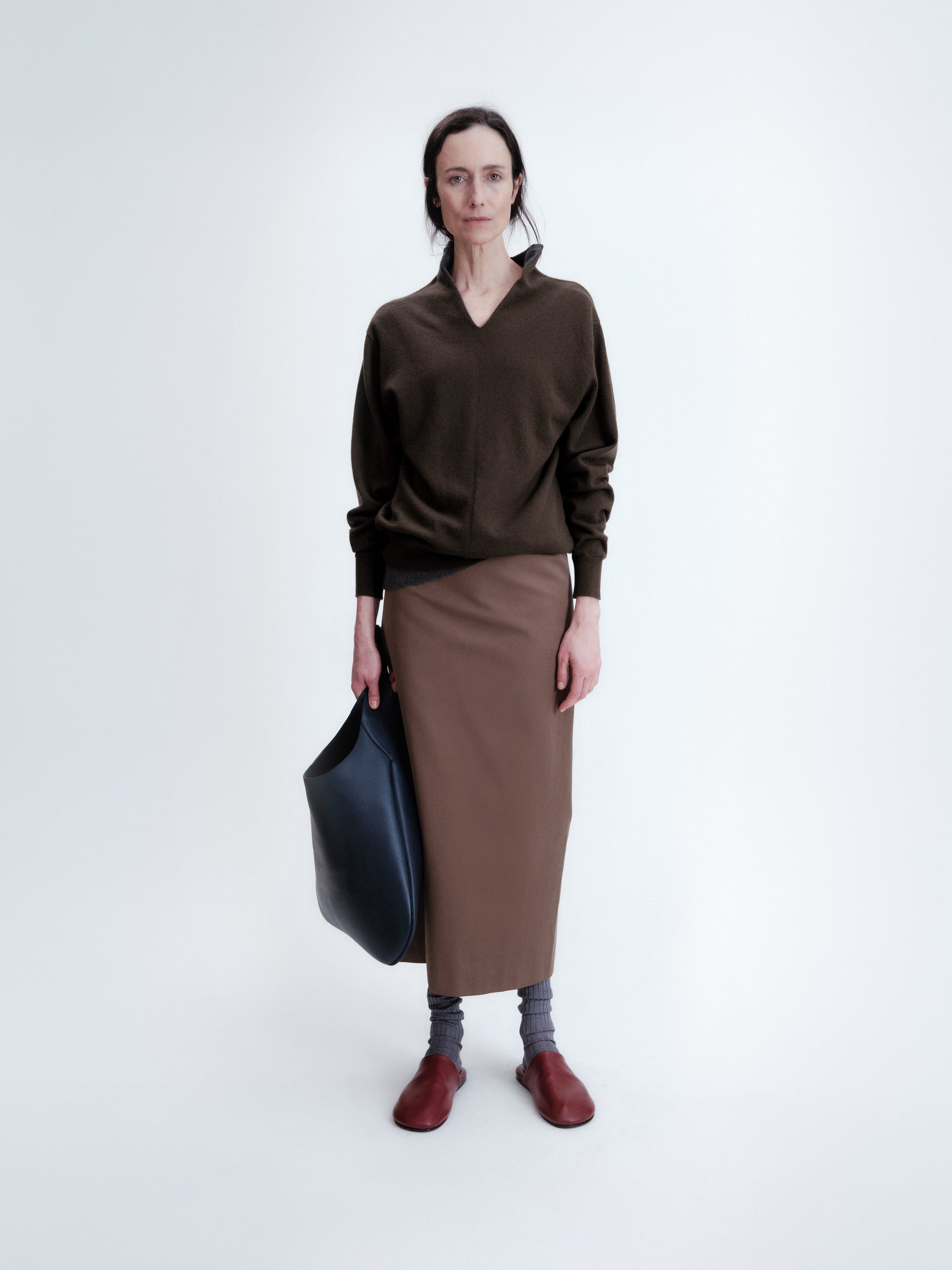 Layered skirt in polished cotton