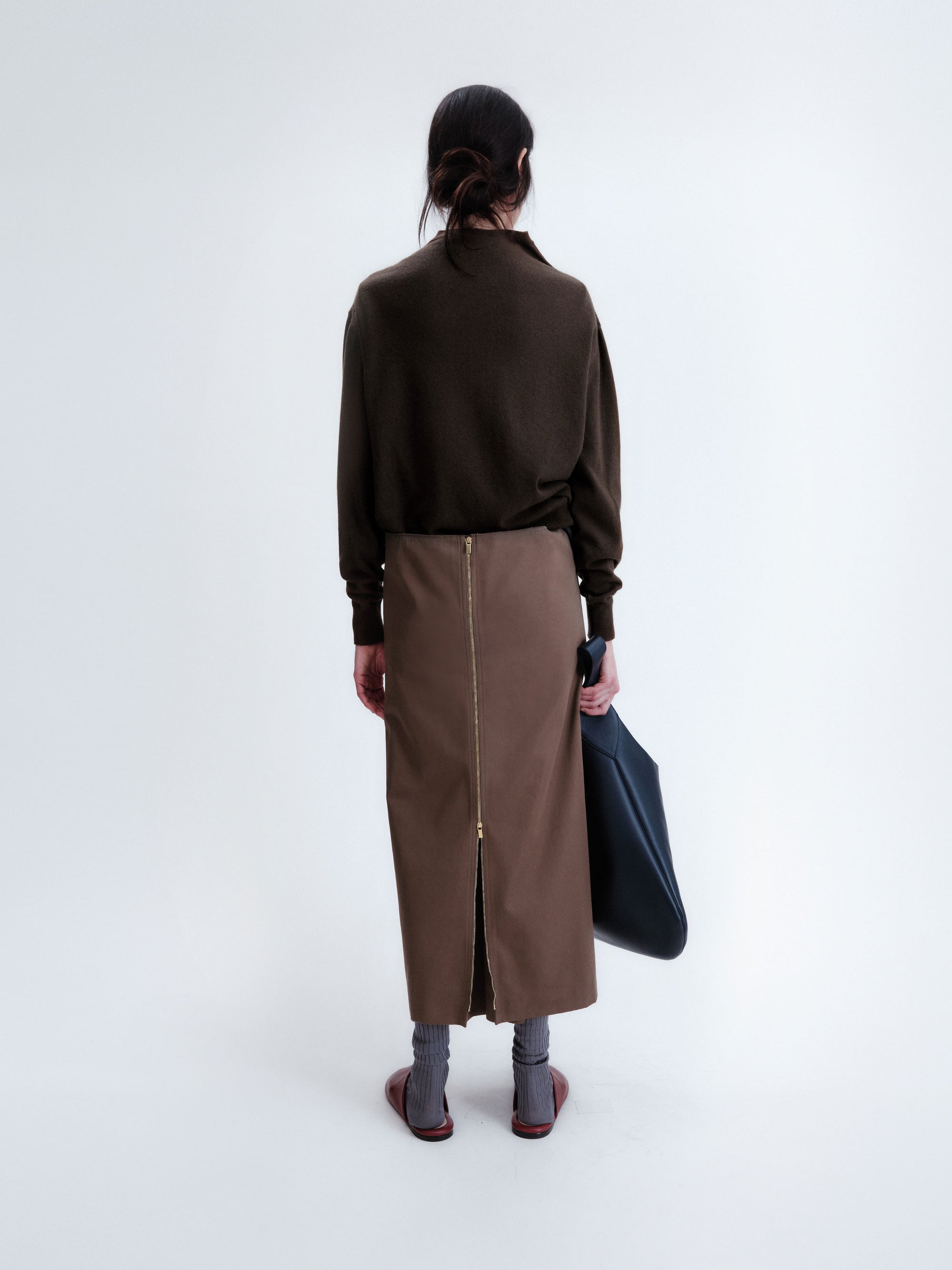 Layered skirt in polished cotton