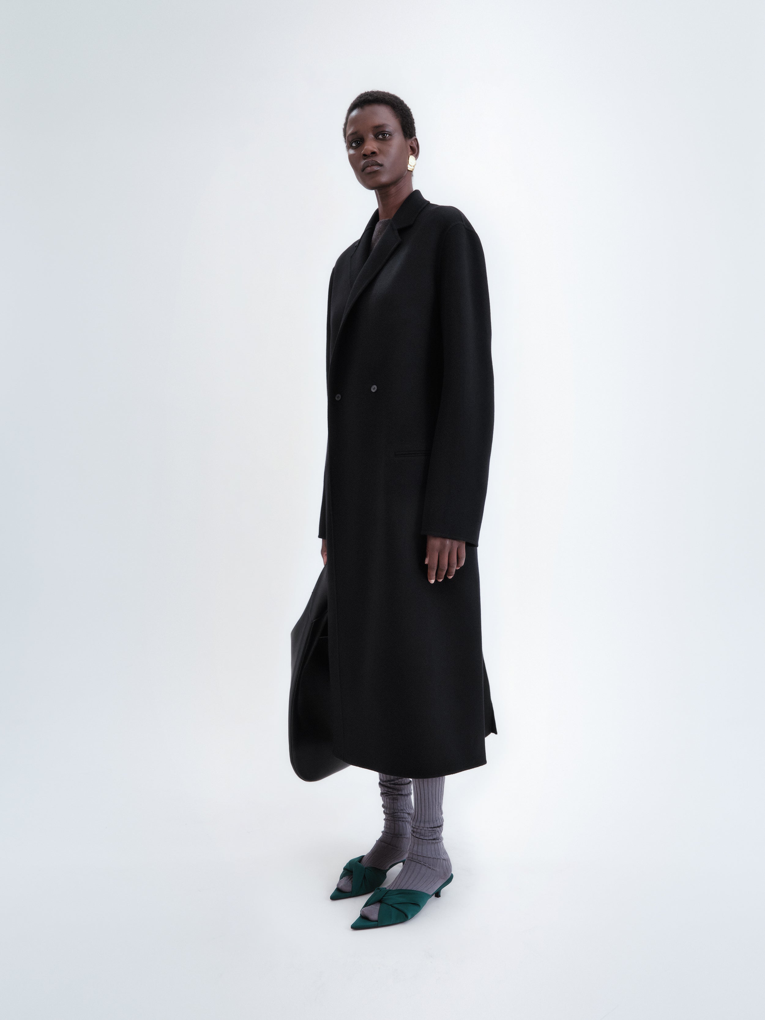 Manteau simple boutonnage en laine double face