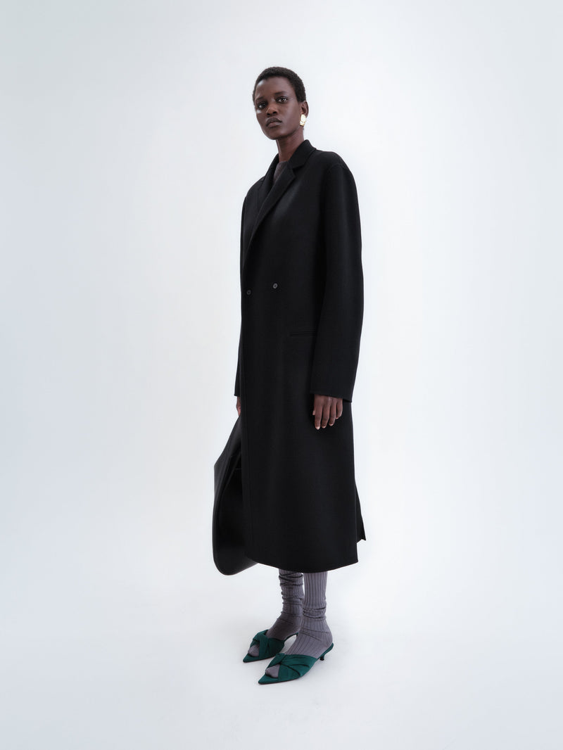 Manteau simple boutonnage en laine double face