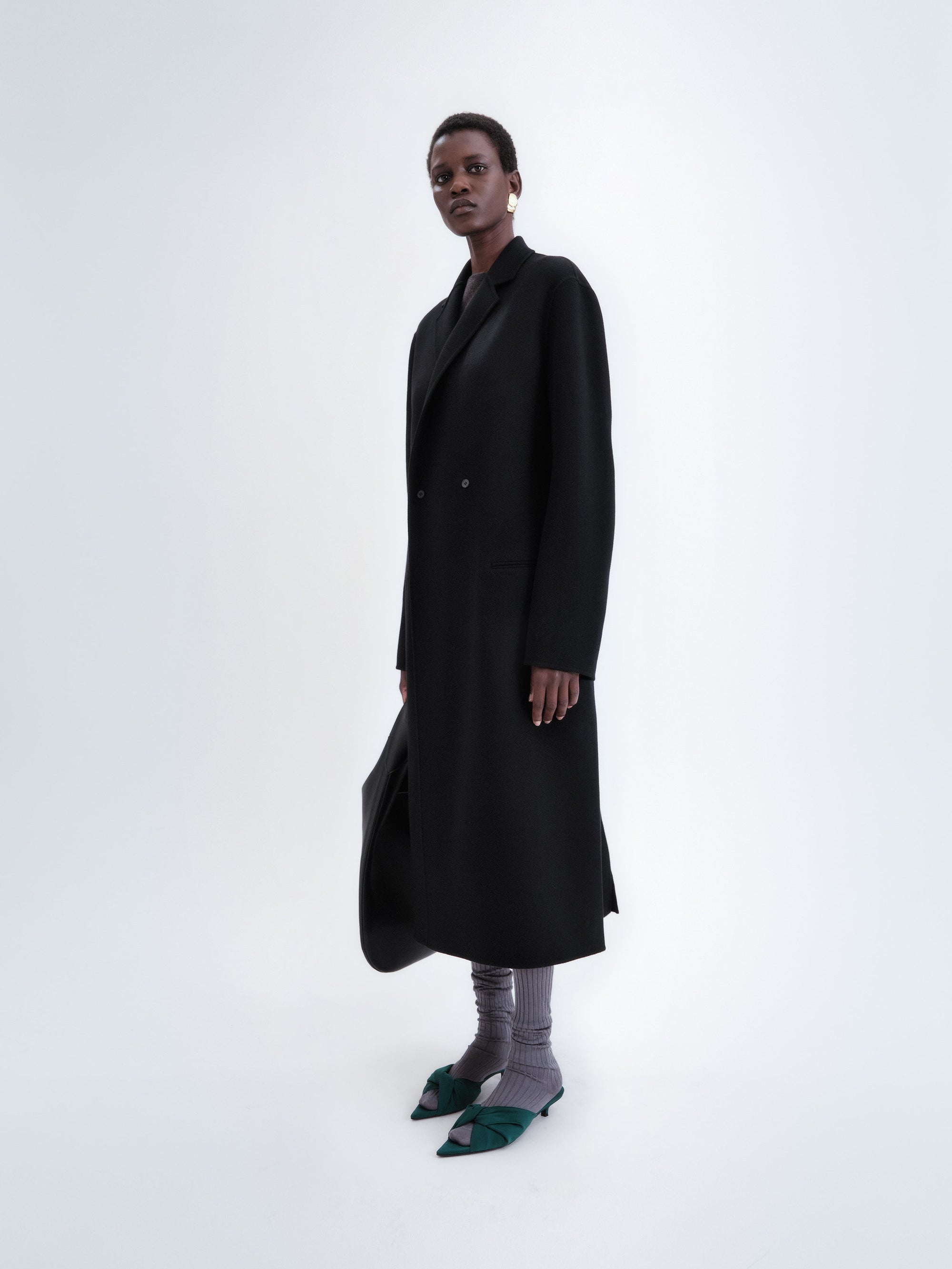 Manteau simple boutonnage en laine double face