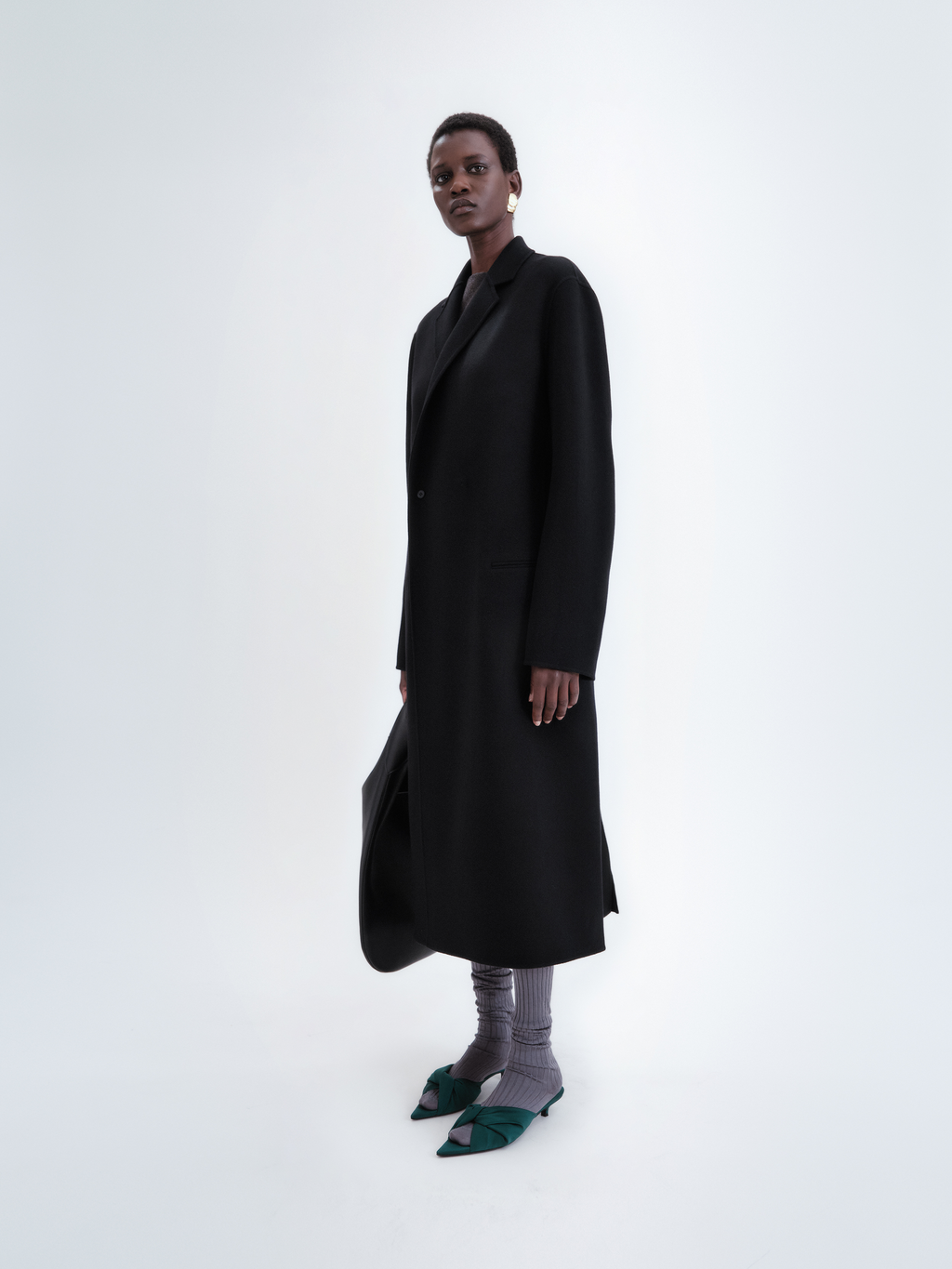 Manteau simple boutonnage en laine double face