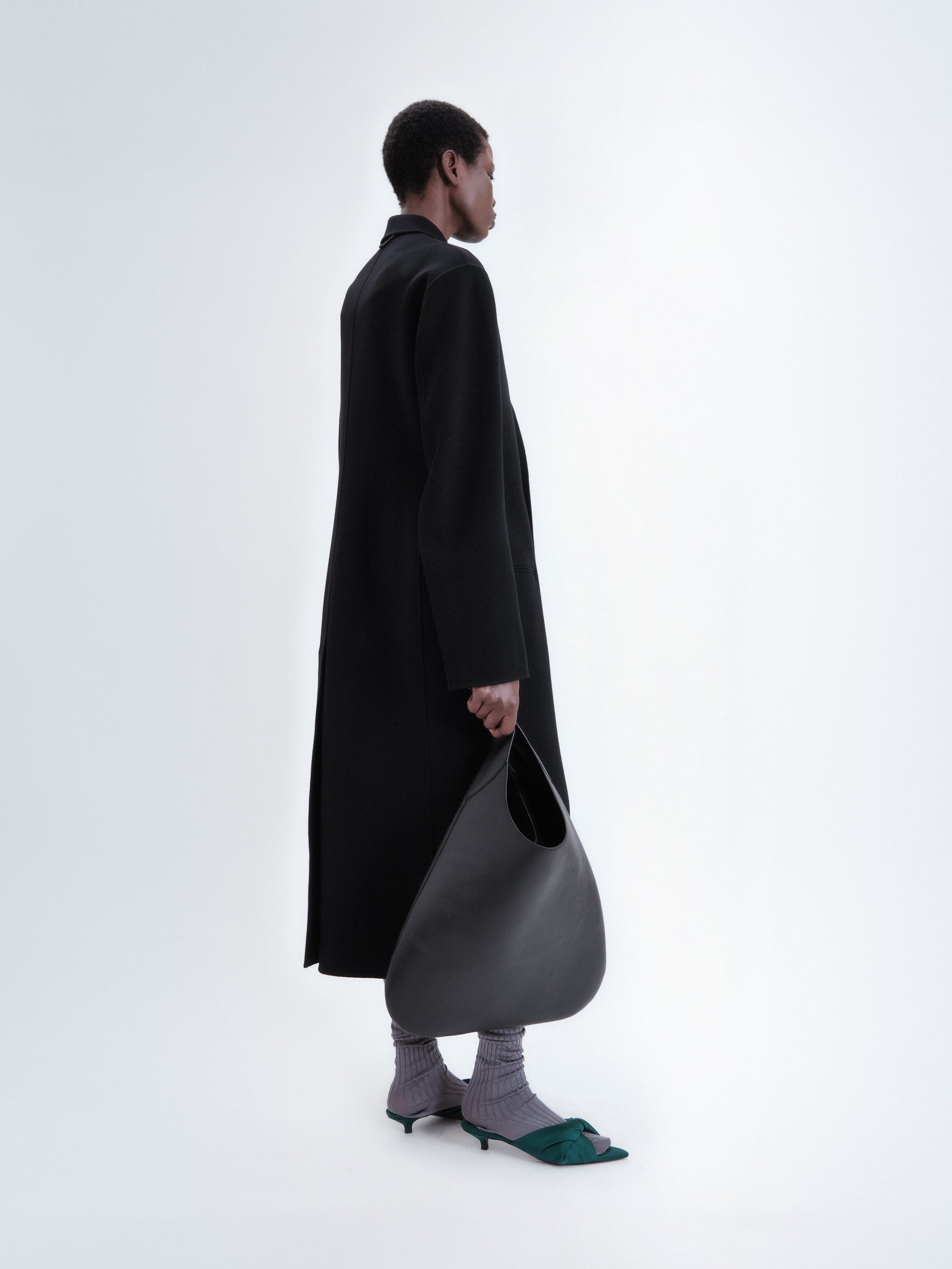 Manteau simple boutonnage en laine double face