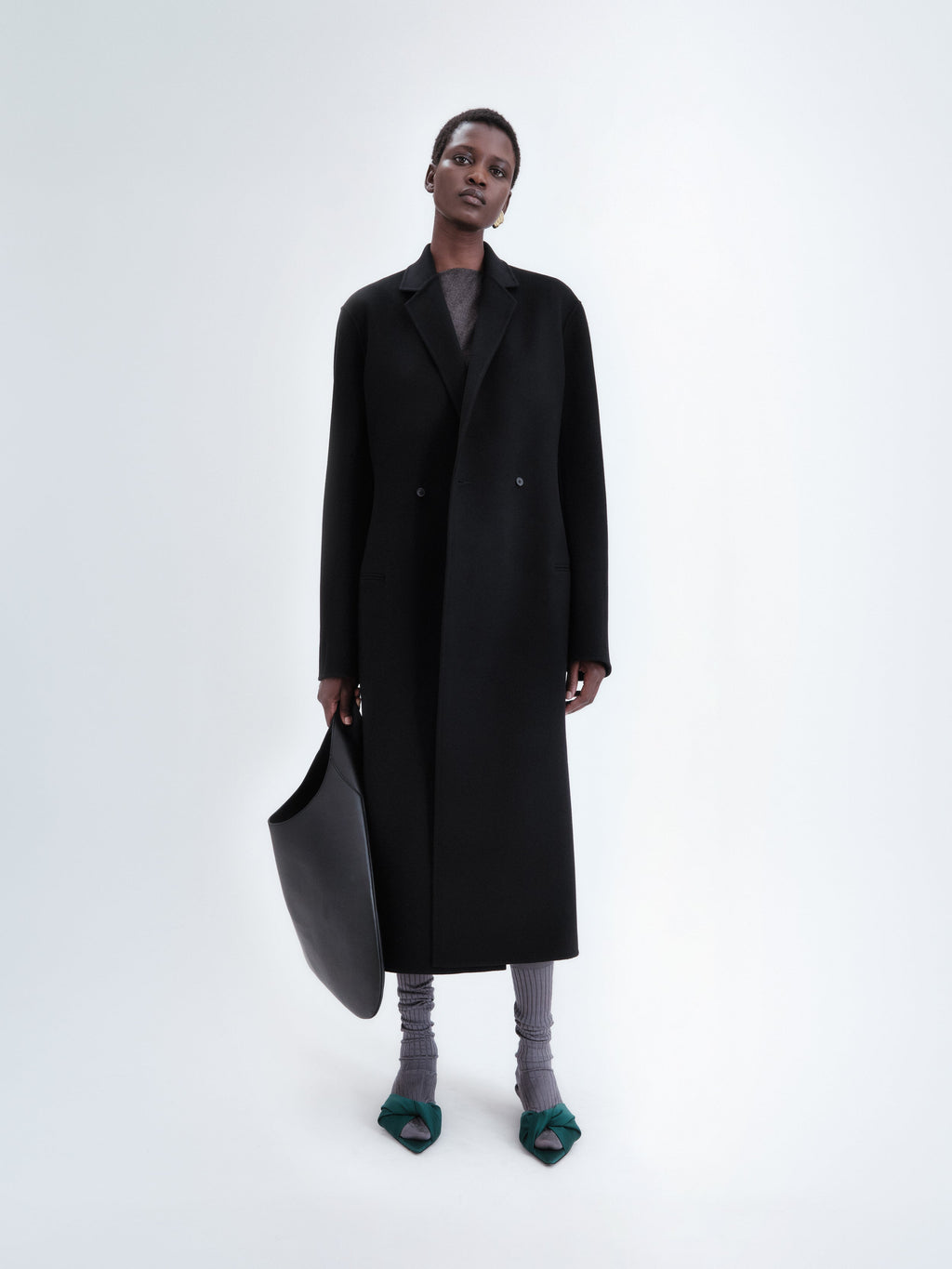 Manteau simple boutonnage en laine double face