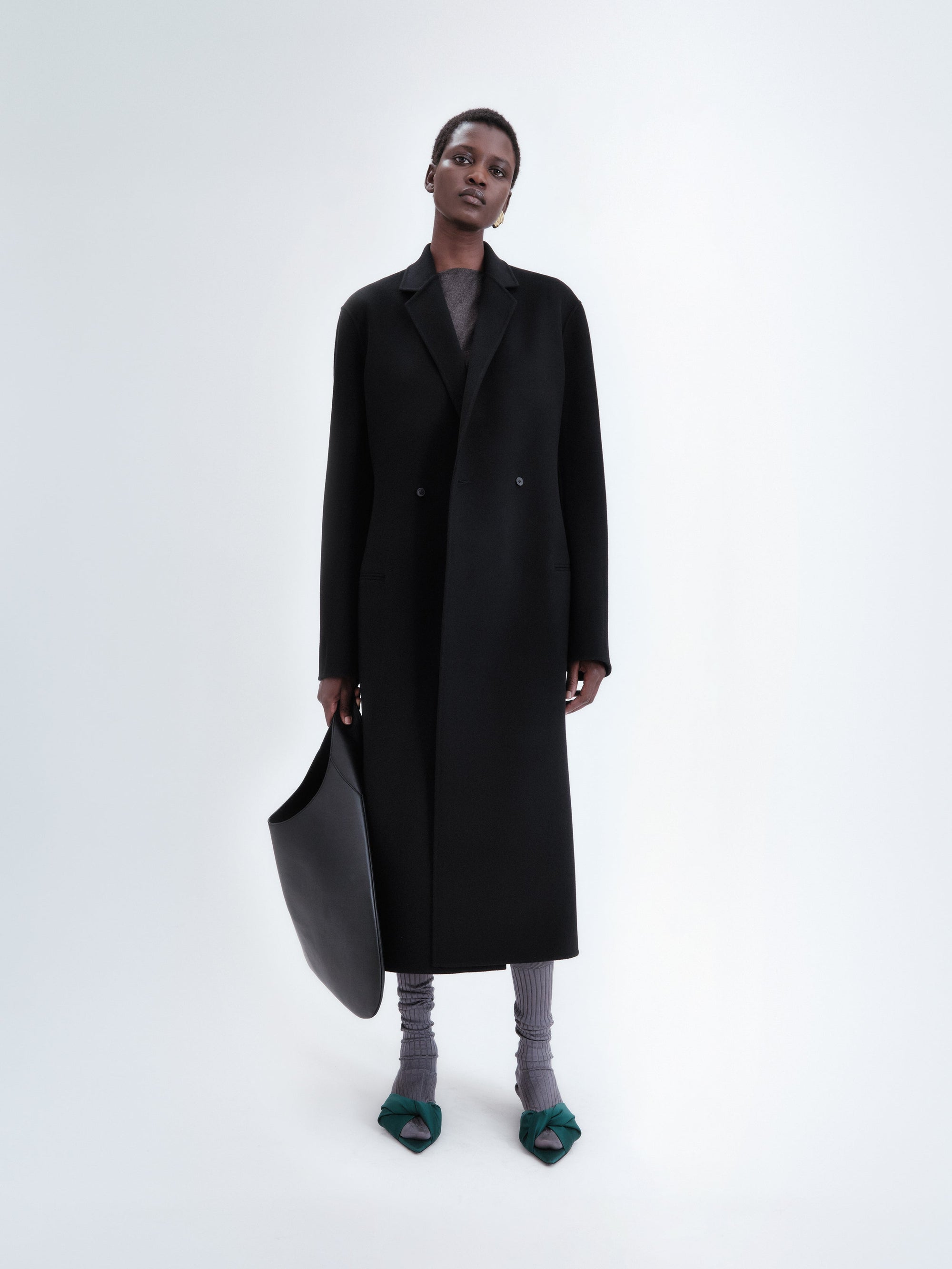 Manteau simple boutonnage en laine double face