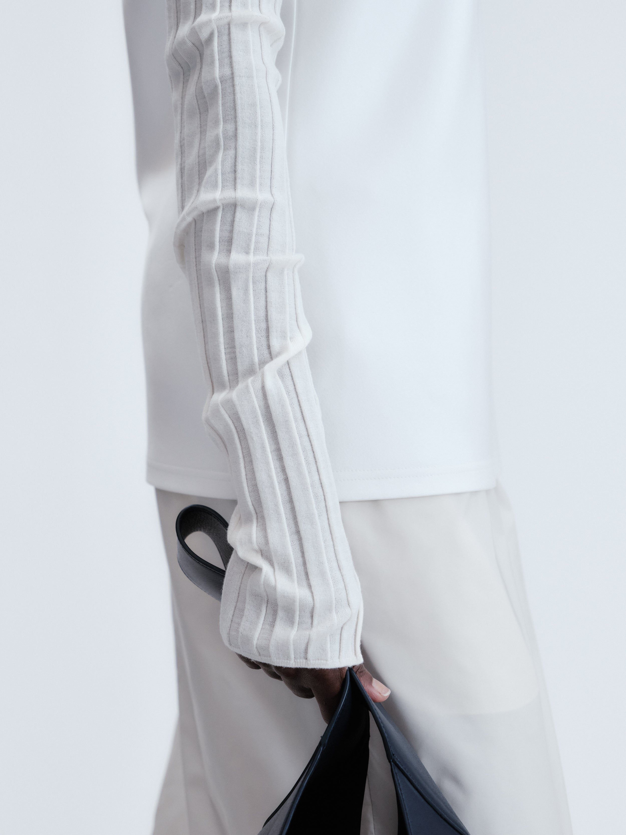 Turtle neck underpinning in merino silk rib