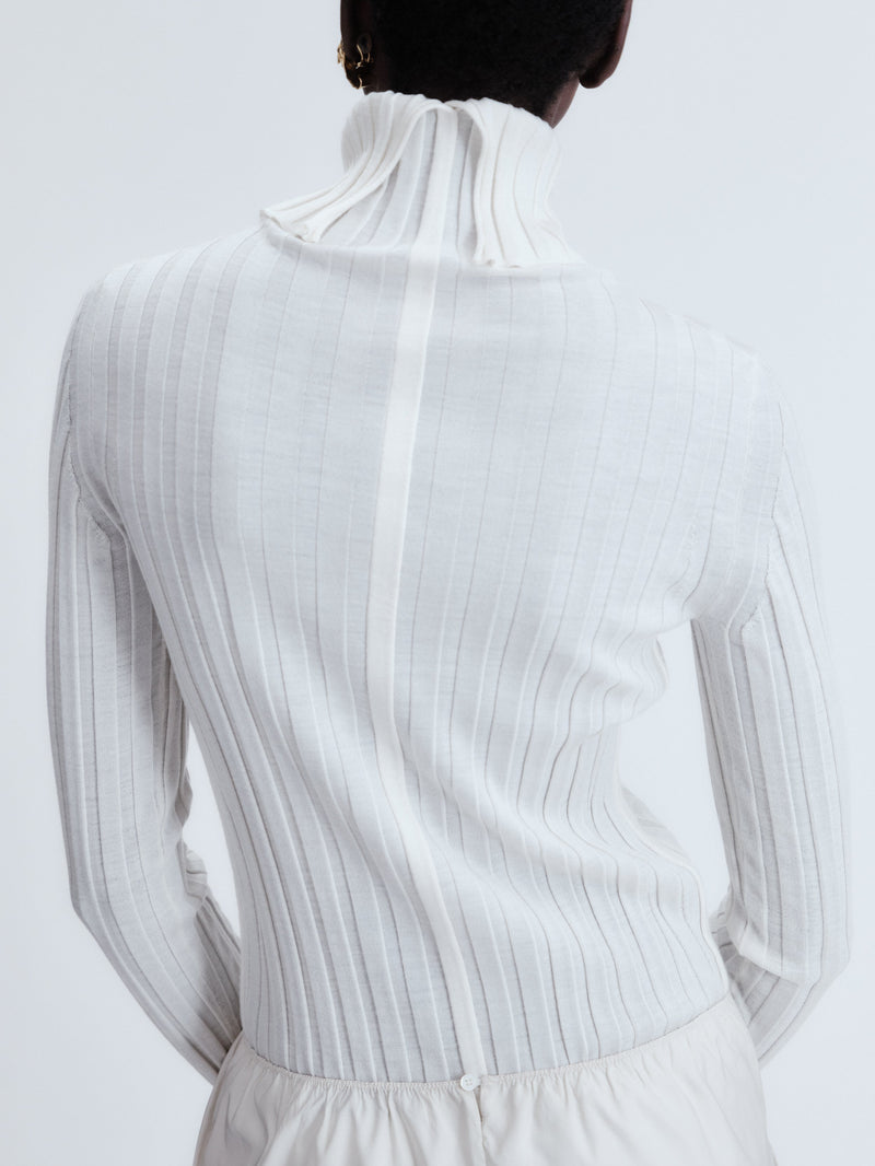 Turtle neck underpinning in merino silk rib