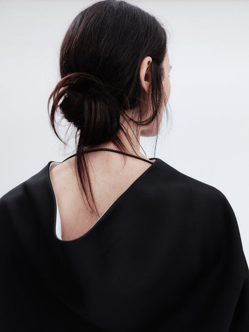 Drape back top in double satin