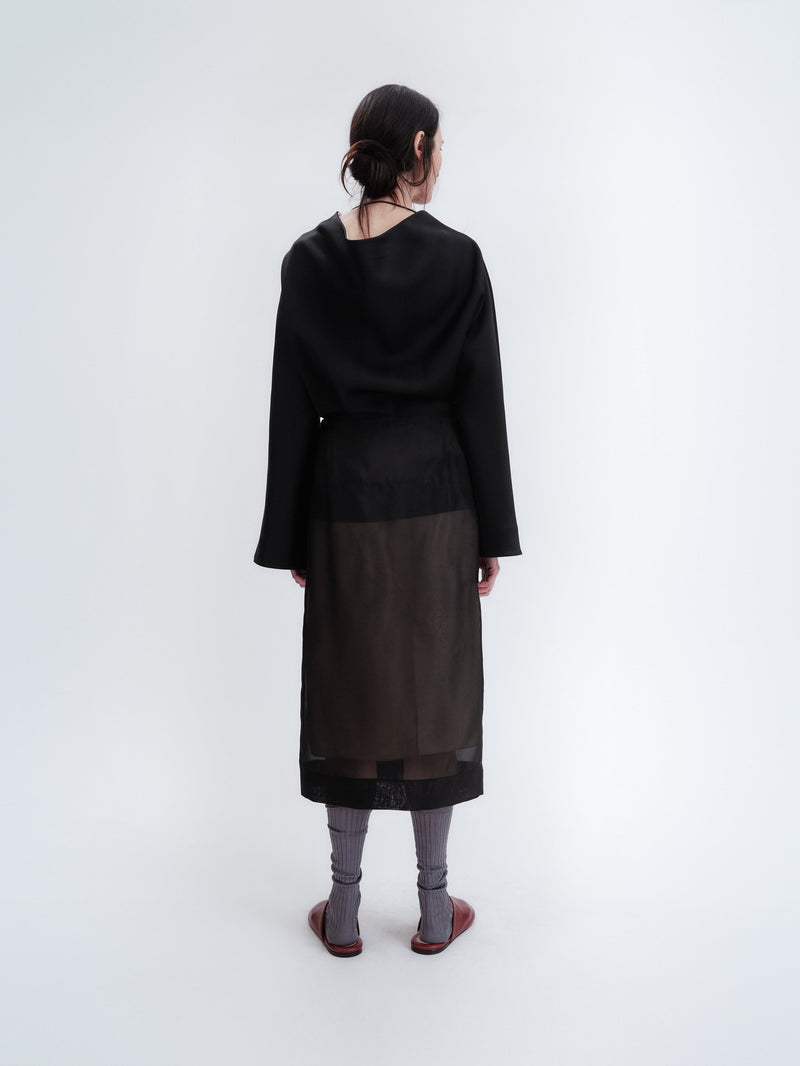 Sheer wrap skirt in canvas organza