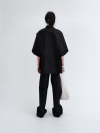 Short sleeve overshirt in silk wool couture
