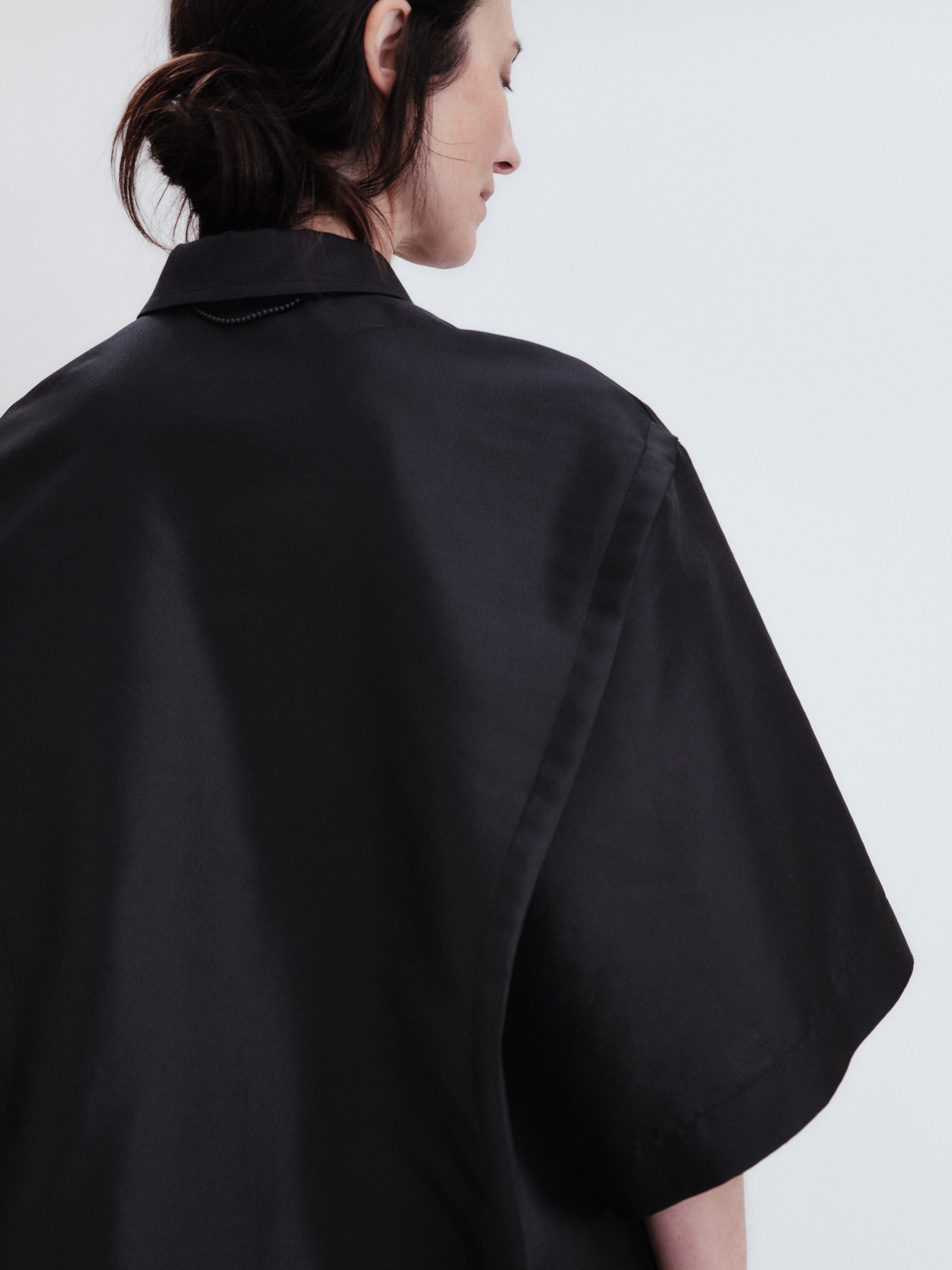 Short sleeve overshirt in silk wool couture