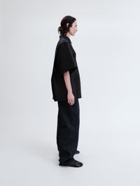Short sleeve overshirt in silk wool couture