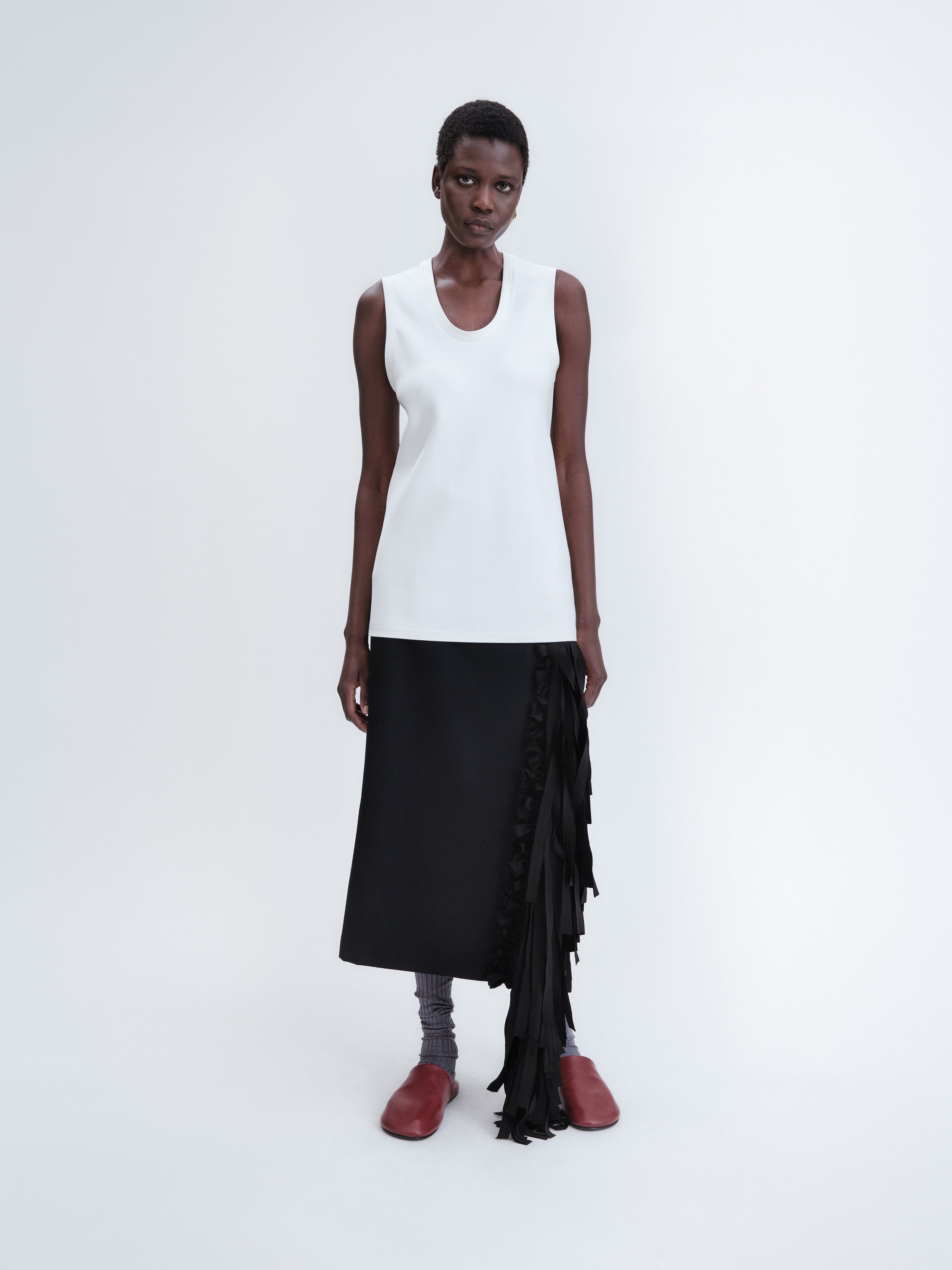 Ribbon skirt in grain de poudre