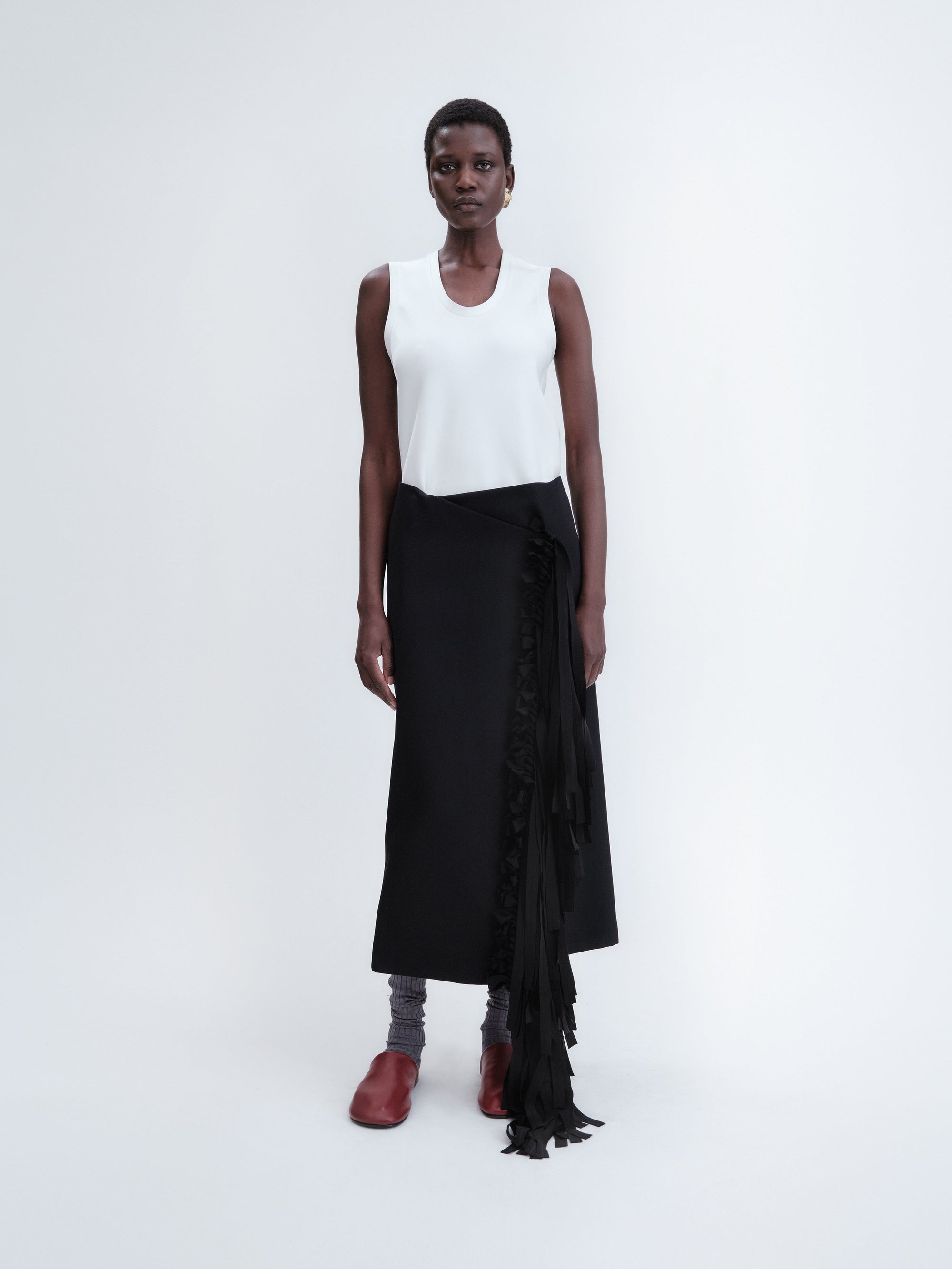 Ribbon skirt in grain de poudre