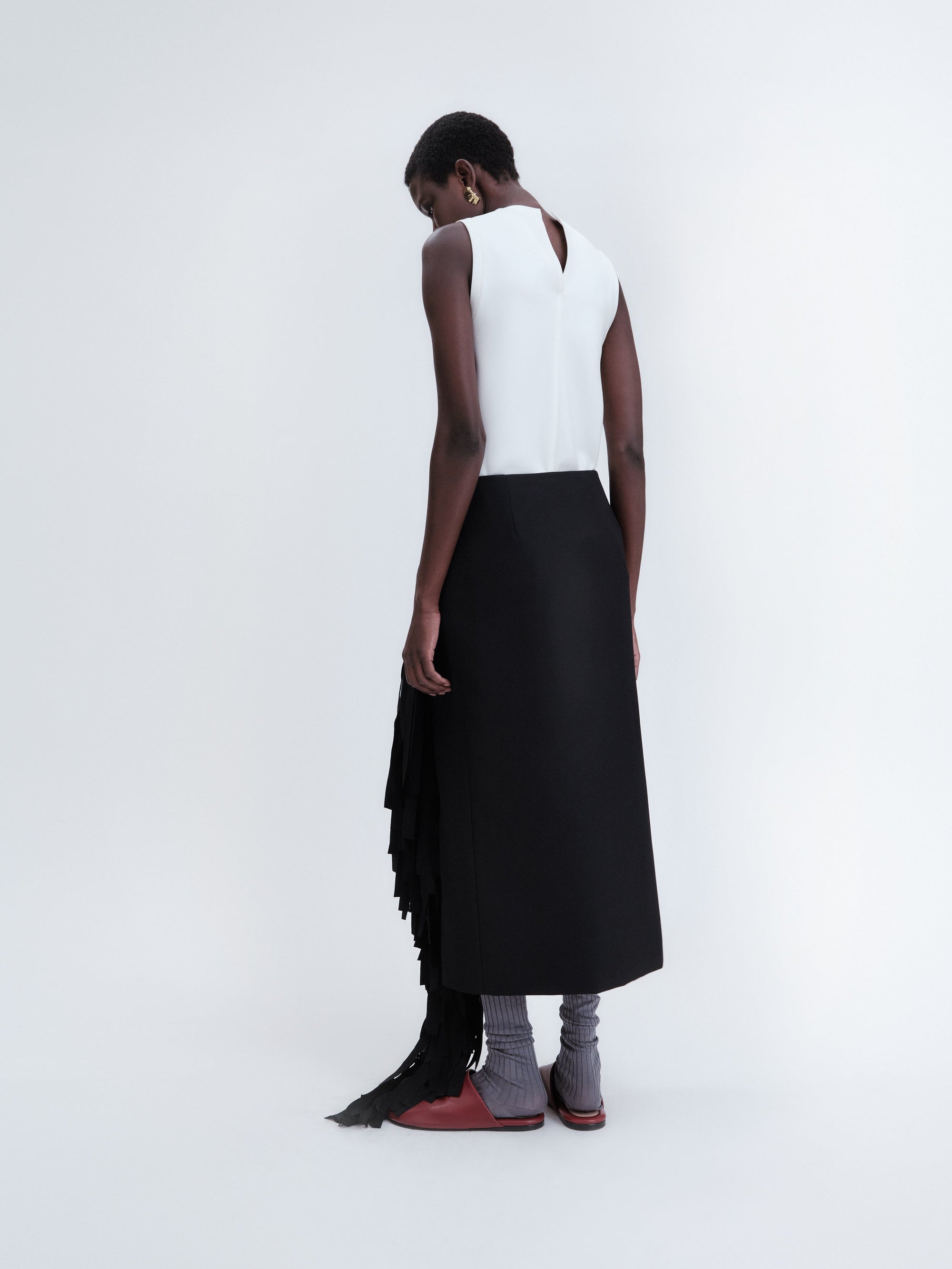 Ribbon skirt in grain de poudre