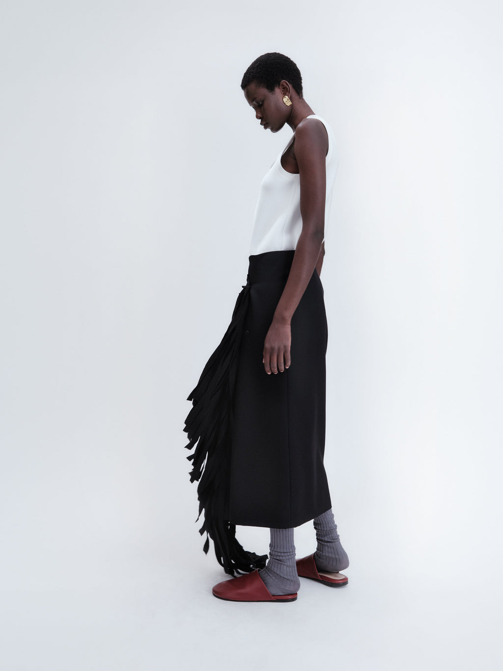 Ribbon skirt in grain de poudre