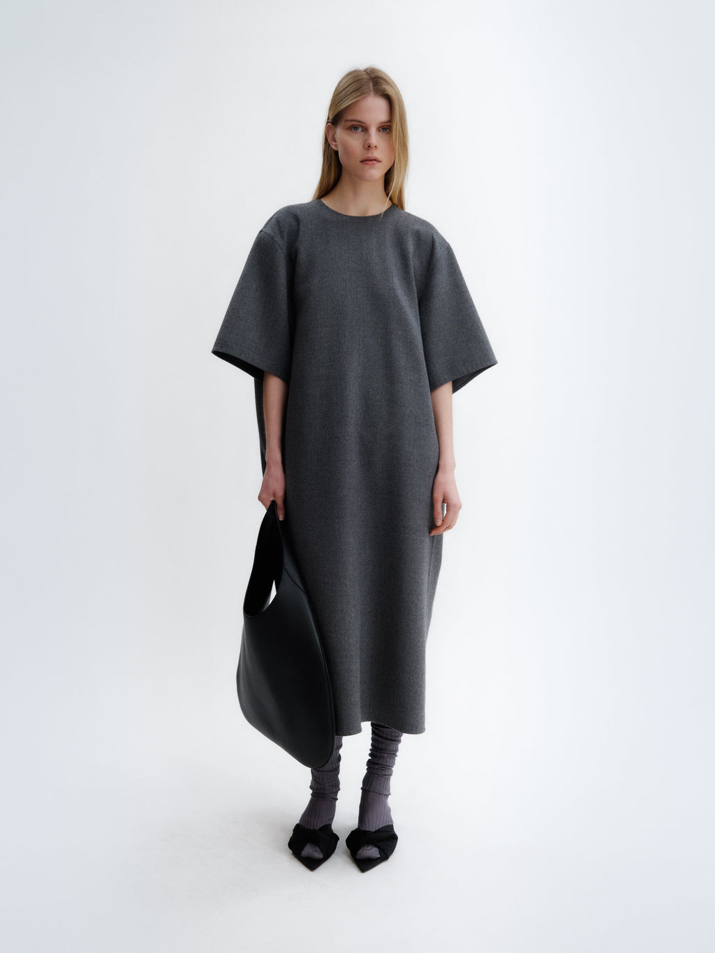 T-shirt dress in light double face wool