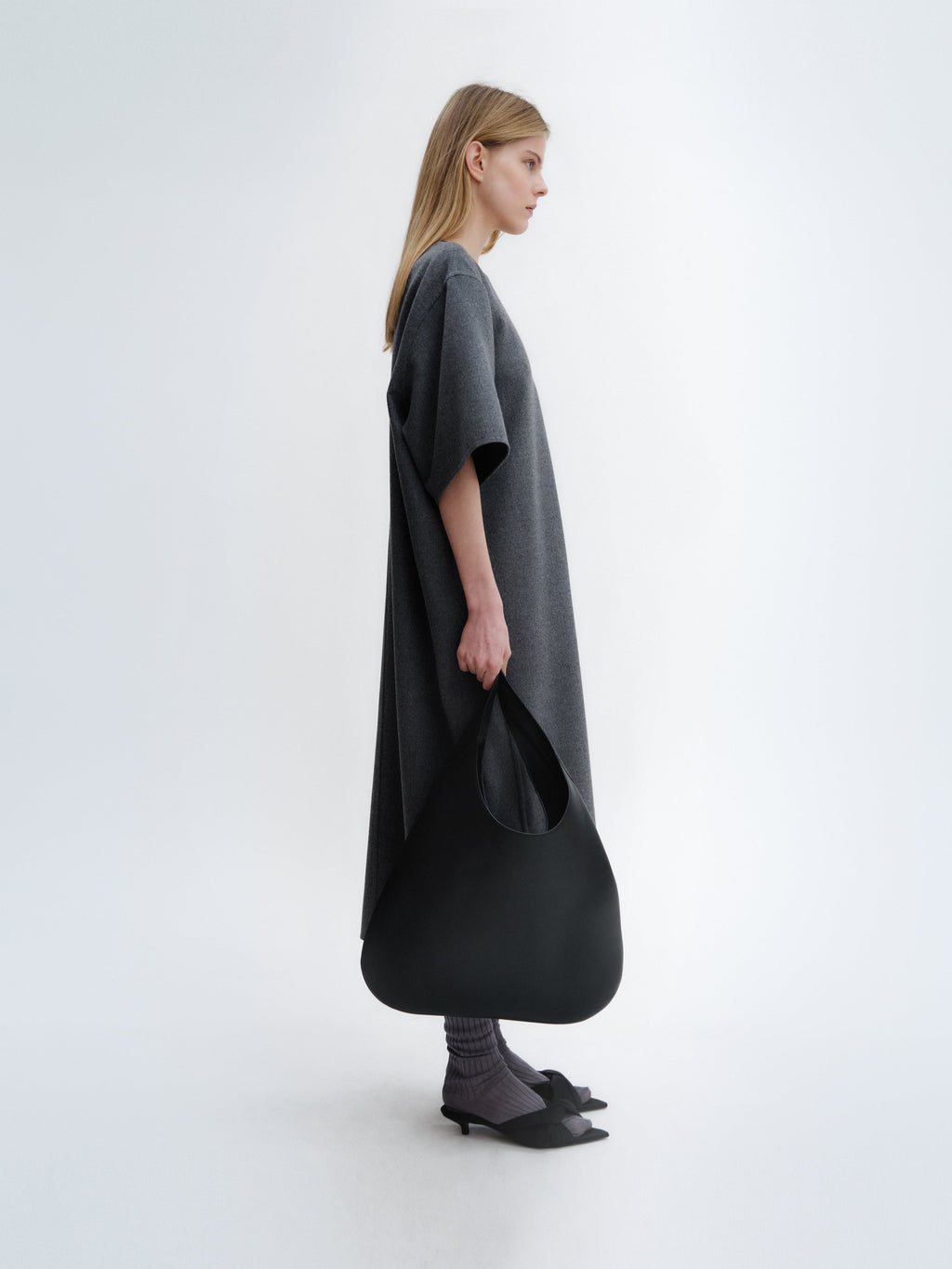 T-shirt dress in light double face wool