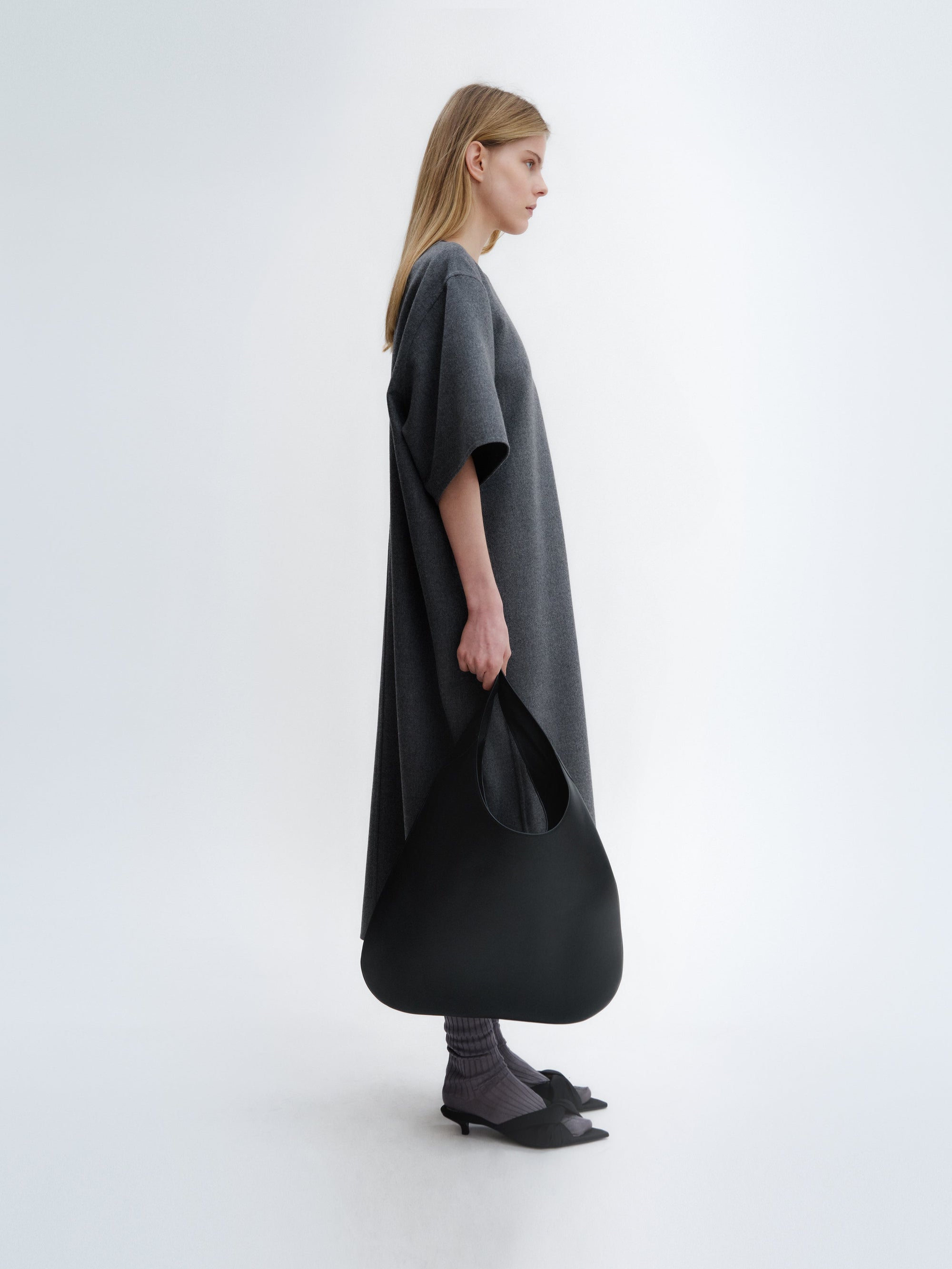 T-shirt dress in light double face wool