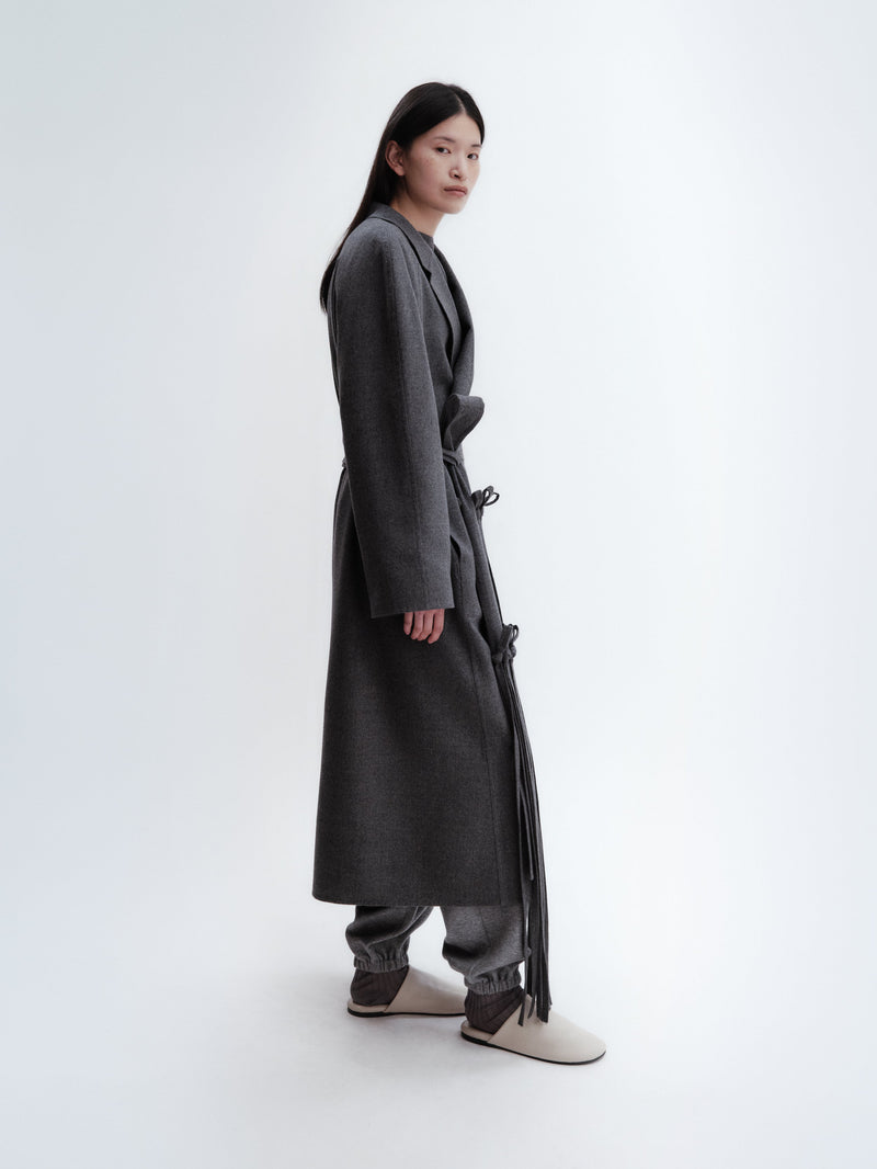 Ribbon coat in light double face wool
