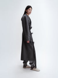 Ribbon coat in light double face wool