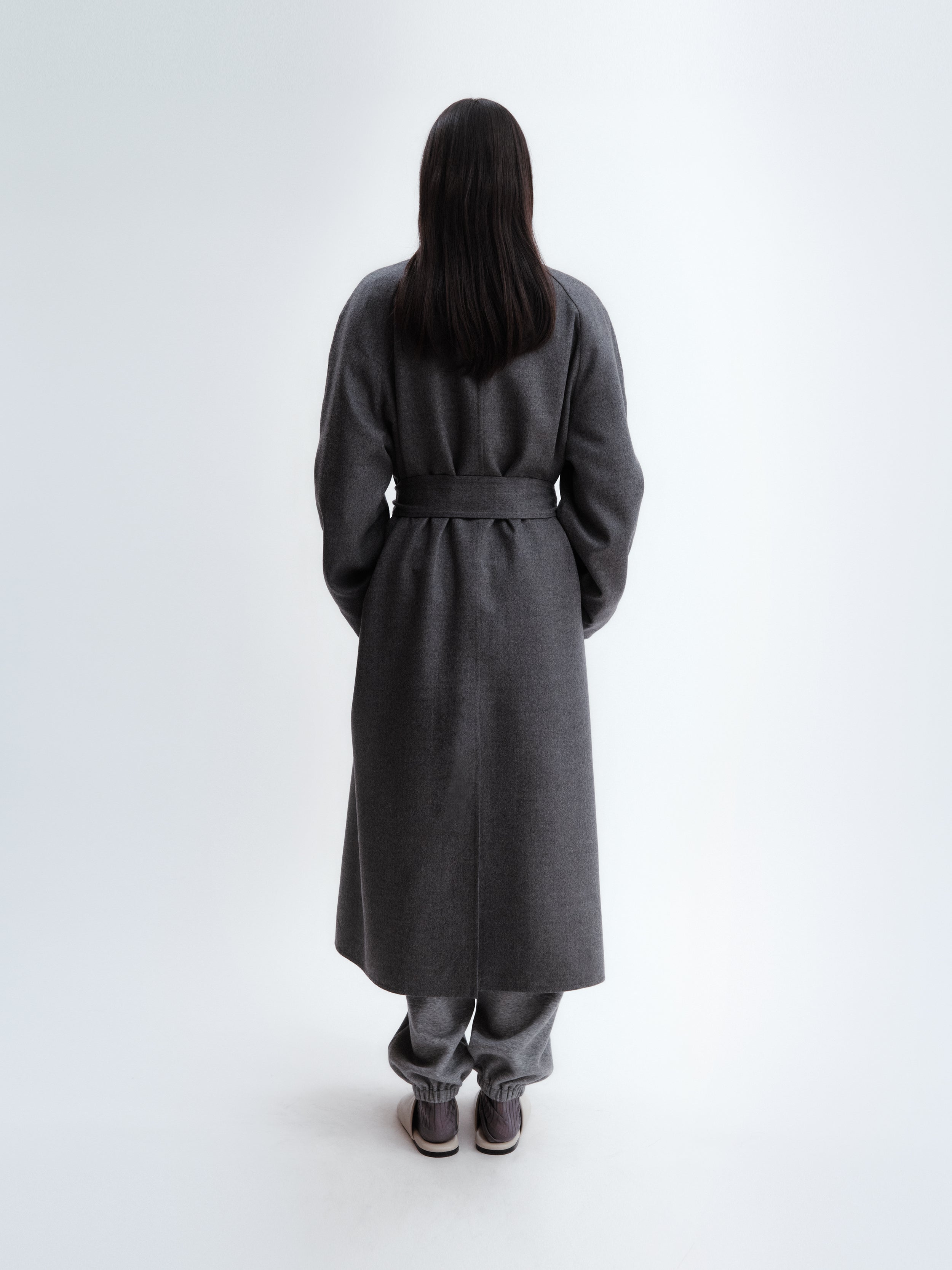 Ribbon coat in light double face wool