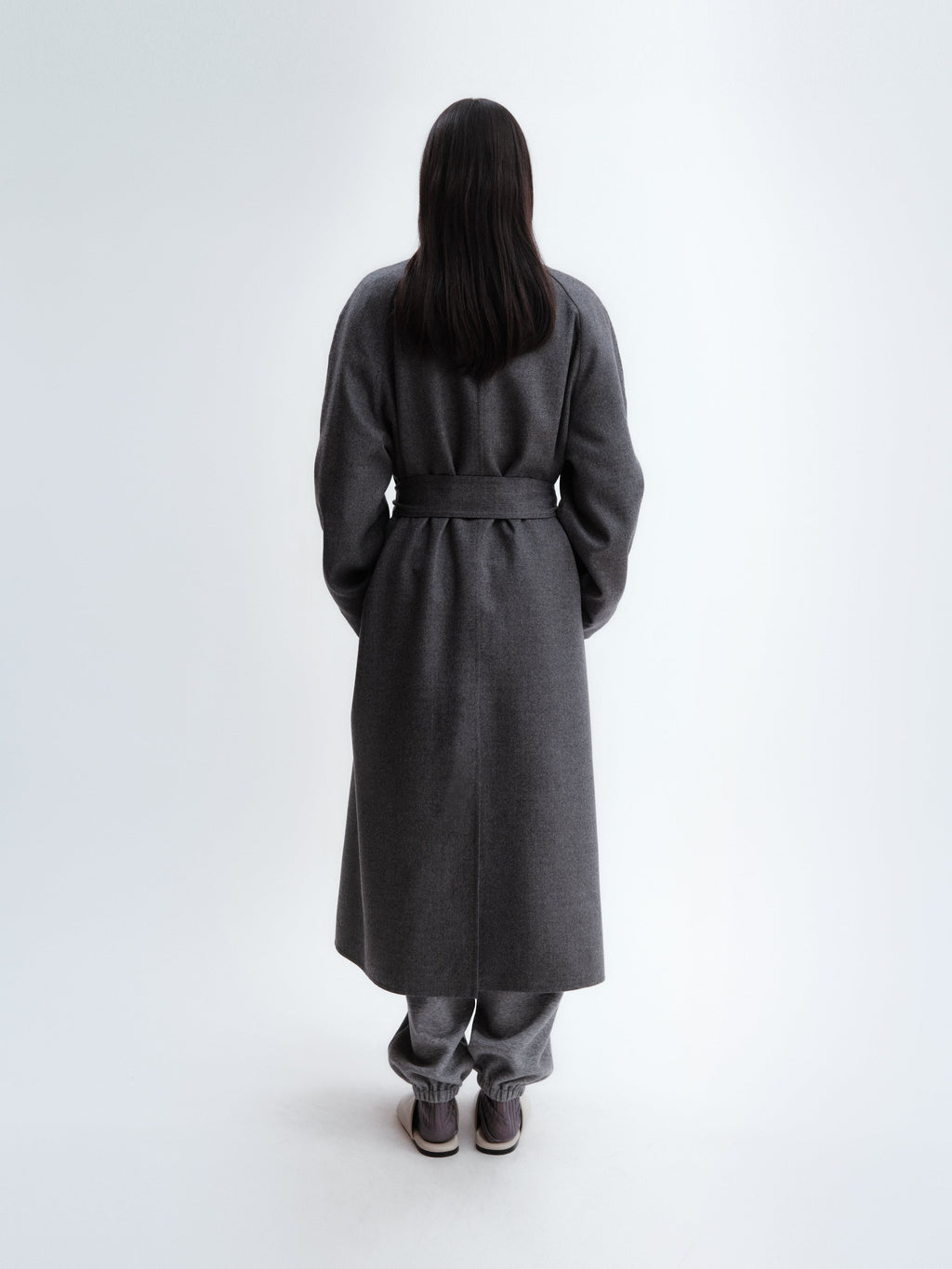 Ribbon coat in light double face wool