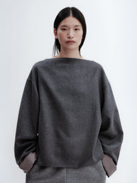 Sweat manches doublées soie en laine légère double face