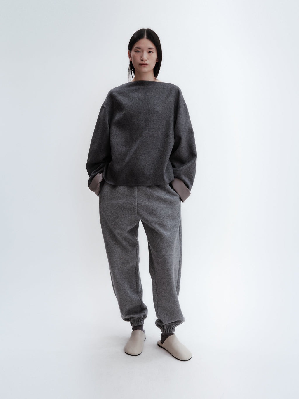 Jogging pants in cashmere cotton jersey