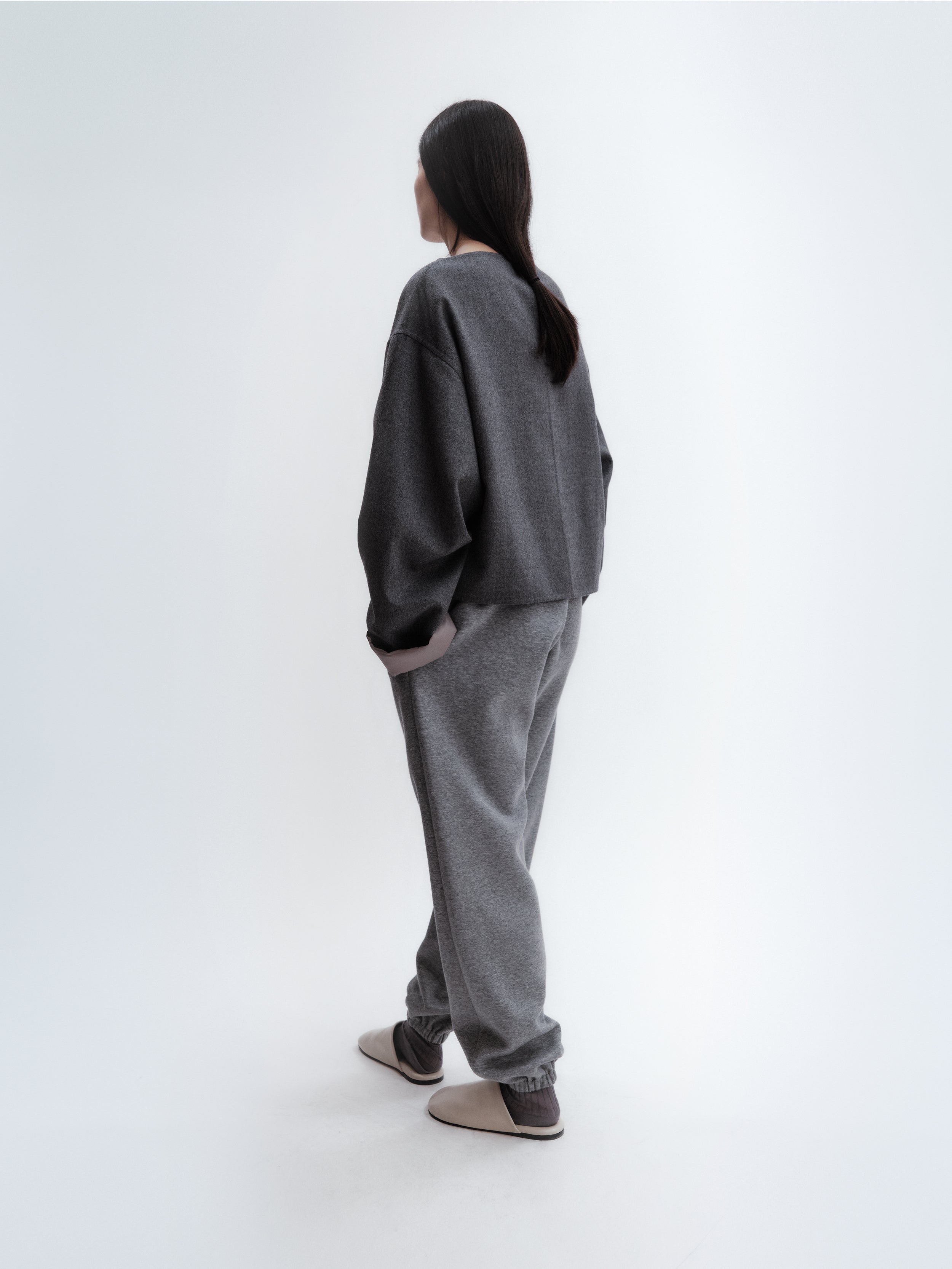 Jogging pants in cashmere cotton jersey