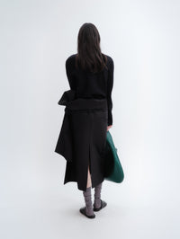 Long sleeve shift top in light double face wool