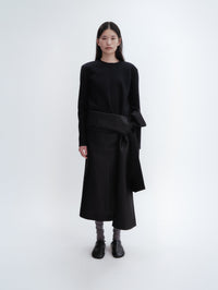 Bow skirt in silk wool couture
