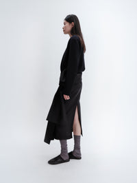 Long sleeve shift top in light double face wool