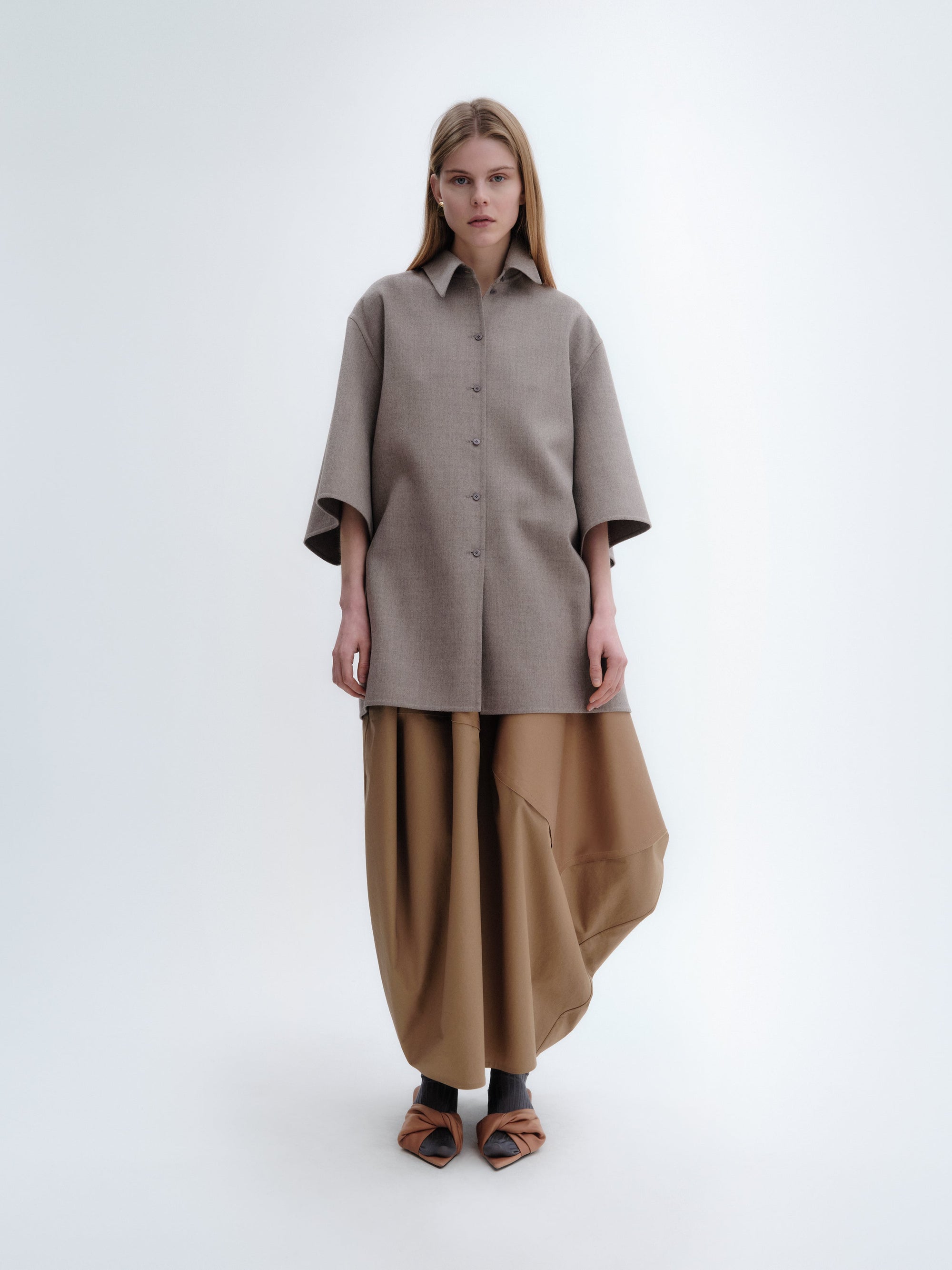 Bubble skirt in cotton satin