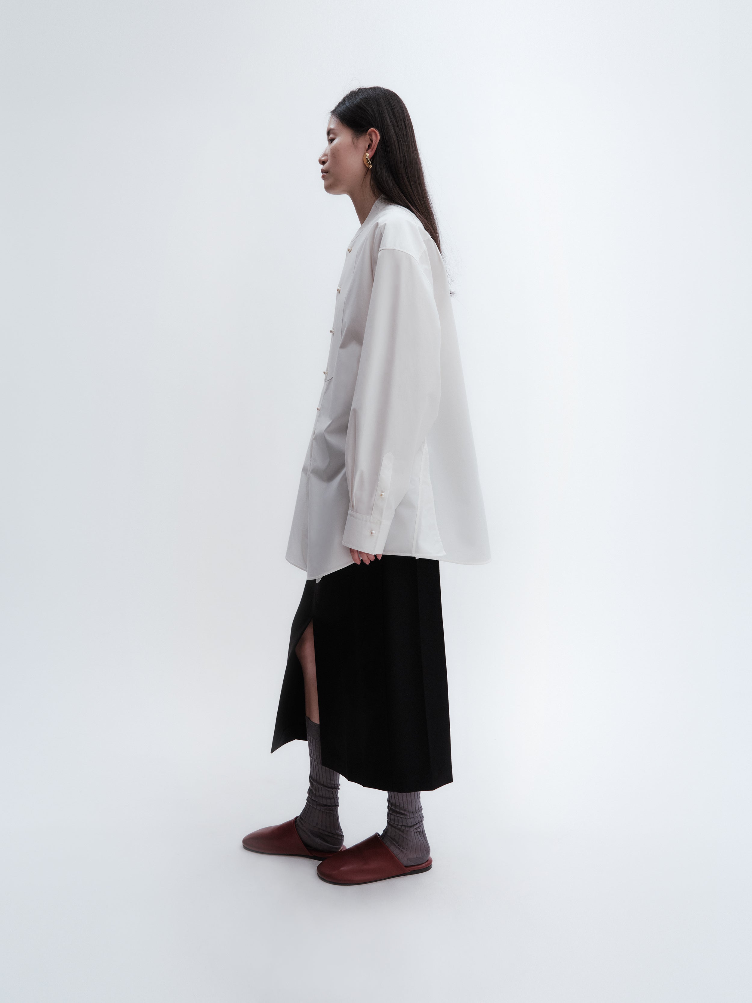 Tuxedo skirt in hopsack tuxedo