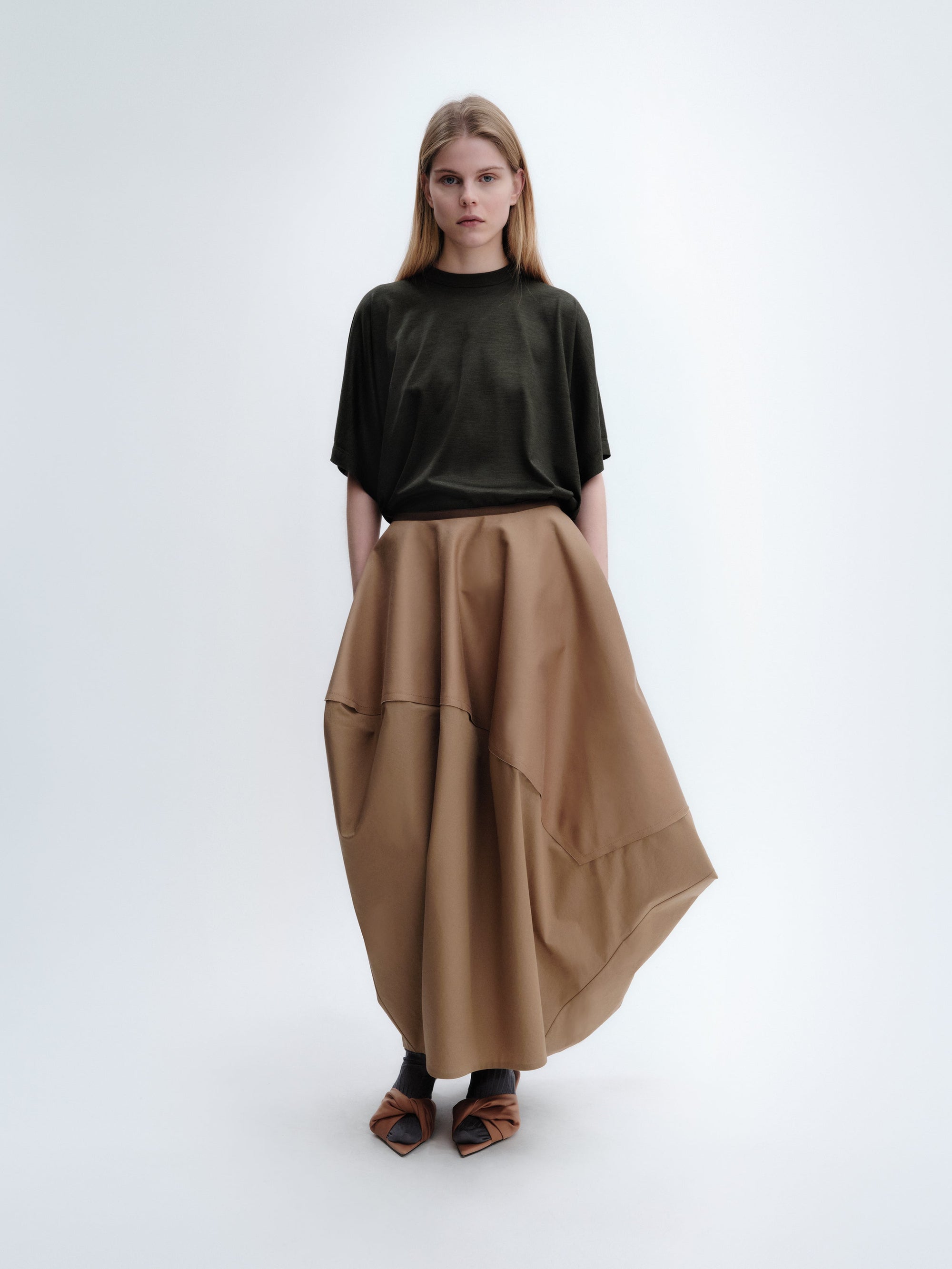 Bubble skirt in cotton satin