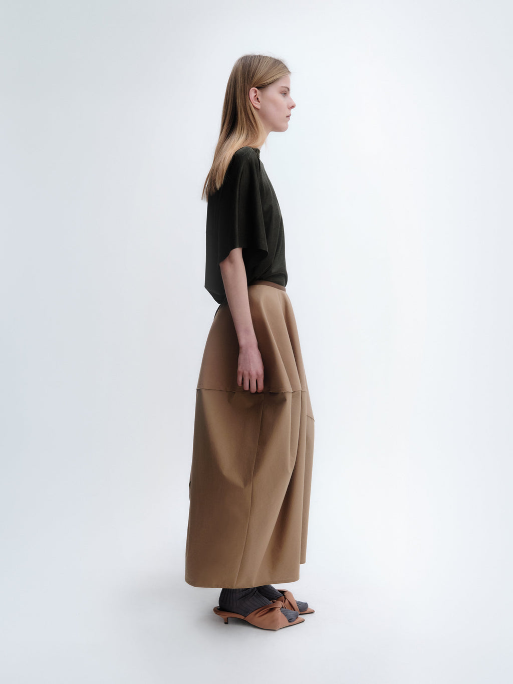 Bubble skirt in cotton satin