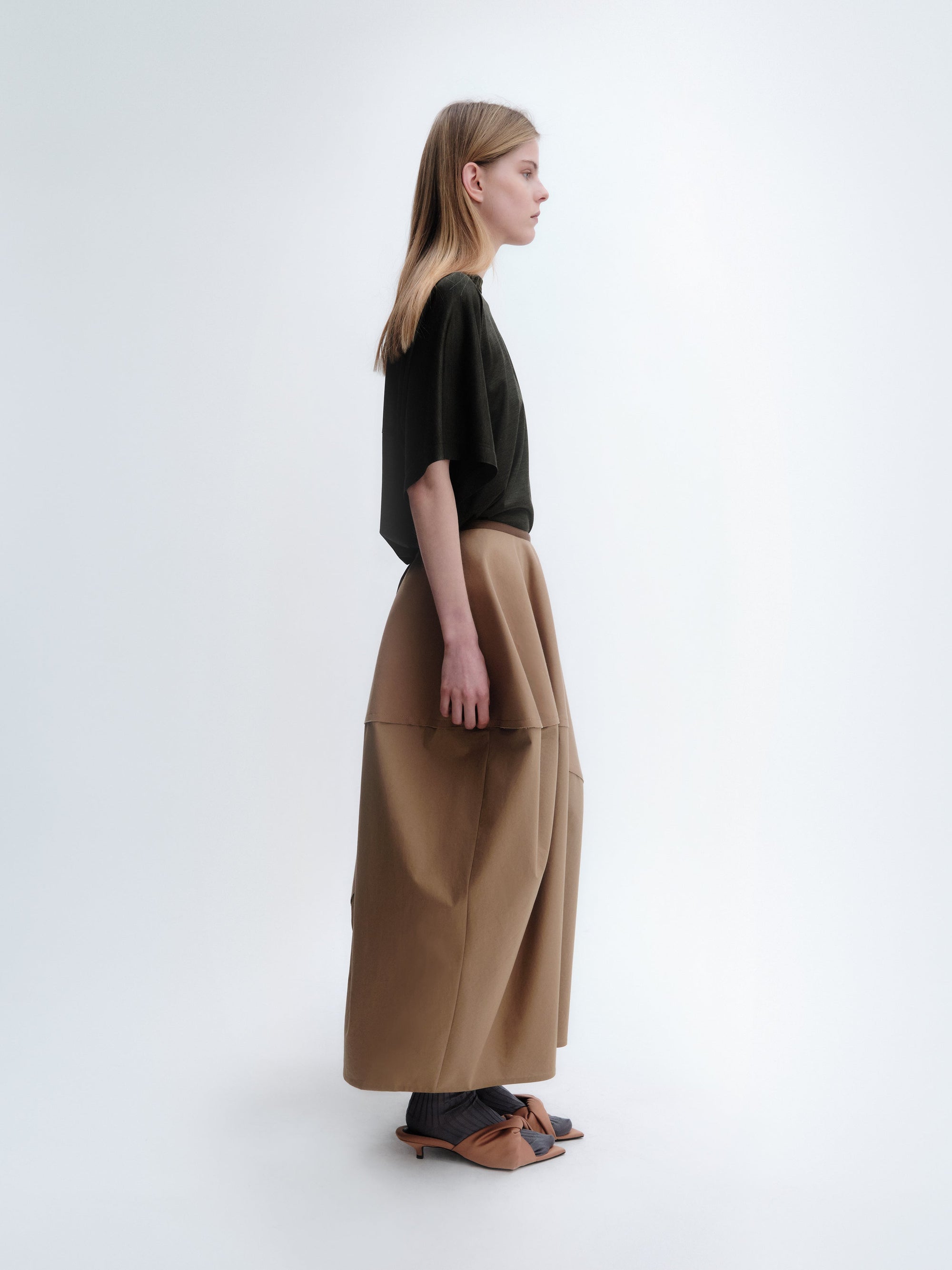 Bubble skirt in cotton satin