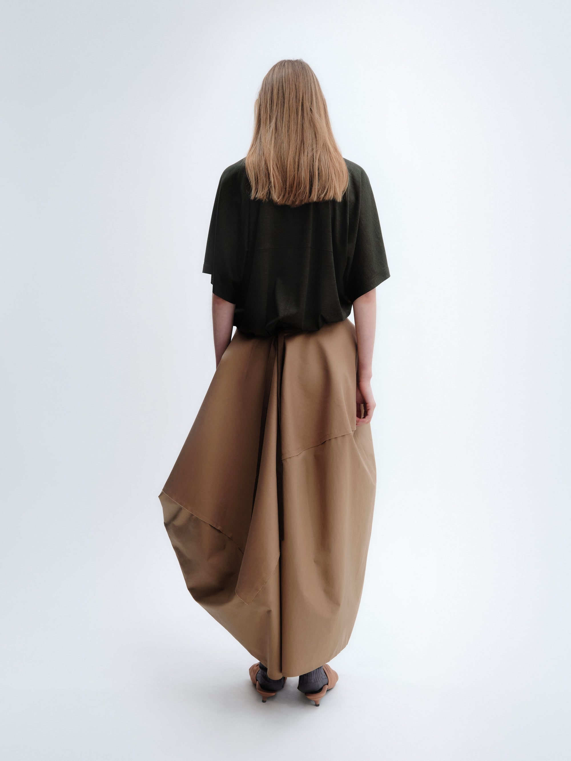 Bubble skirt in cotton satin