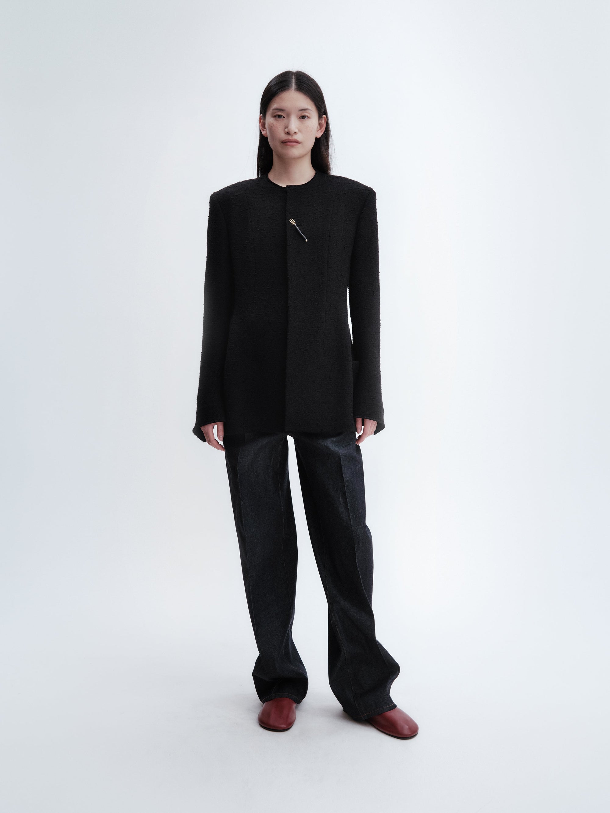 Veste déstructurée en laine bouclée