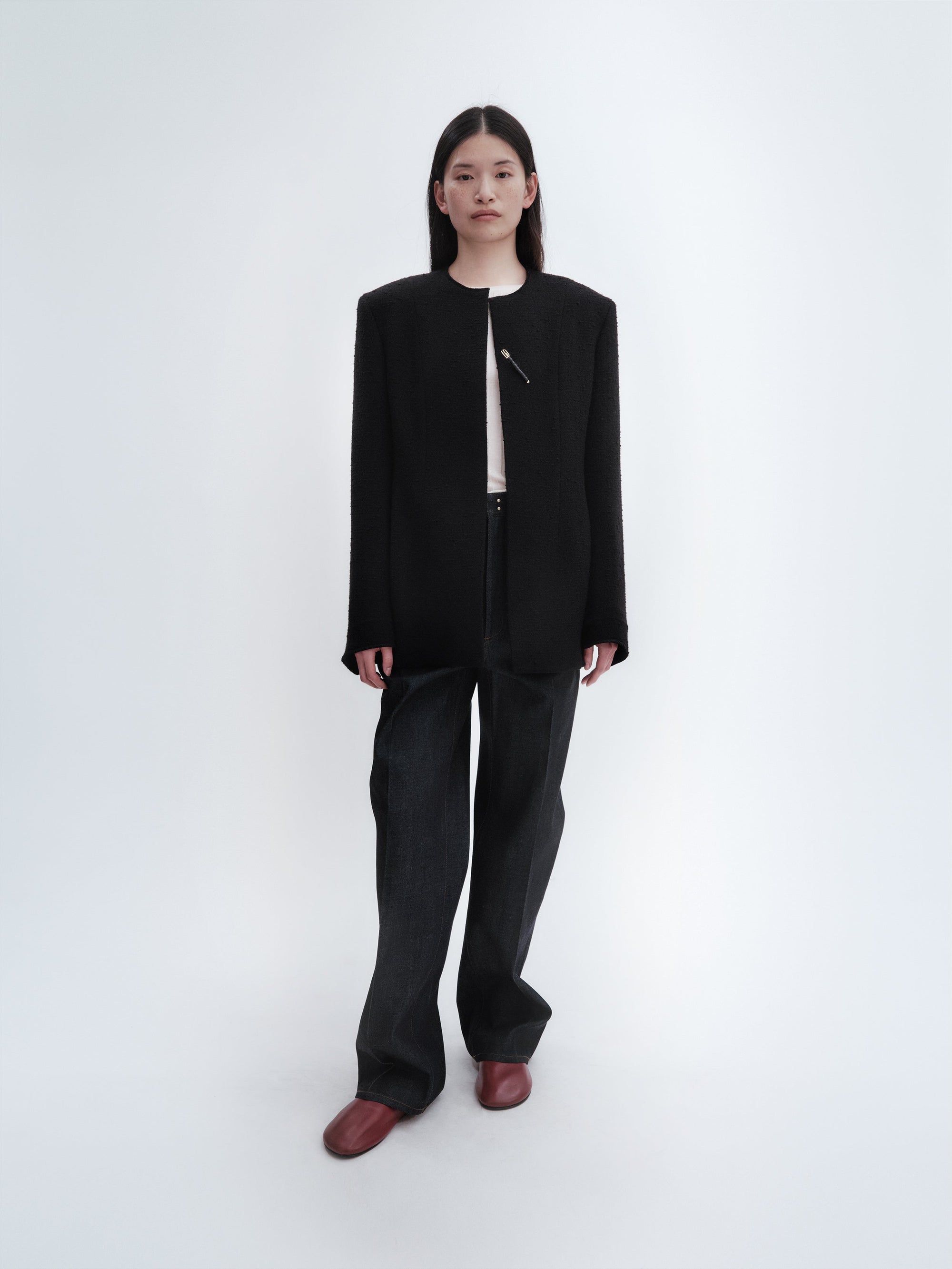 Veste déstructurée en laine bouclée