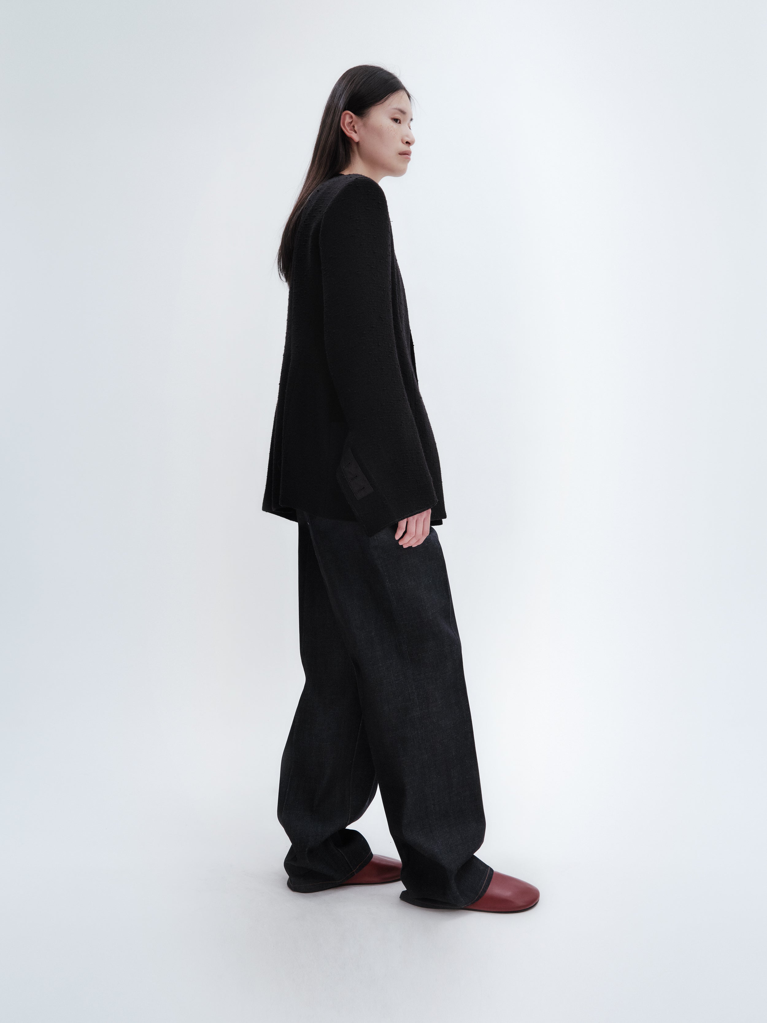 Veste déstructurée en laine bouclée