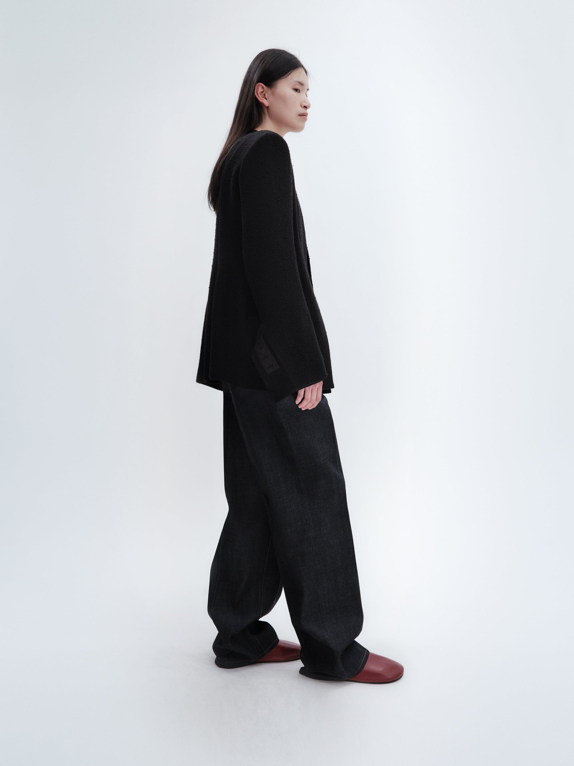 Veste déstructurée en laine bouclée